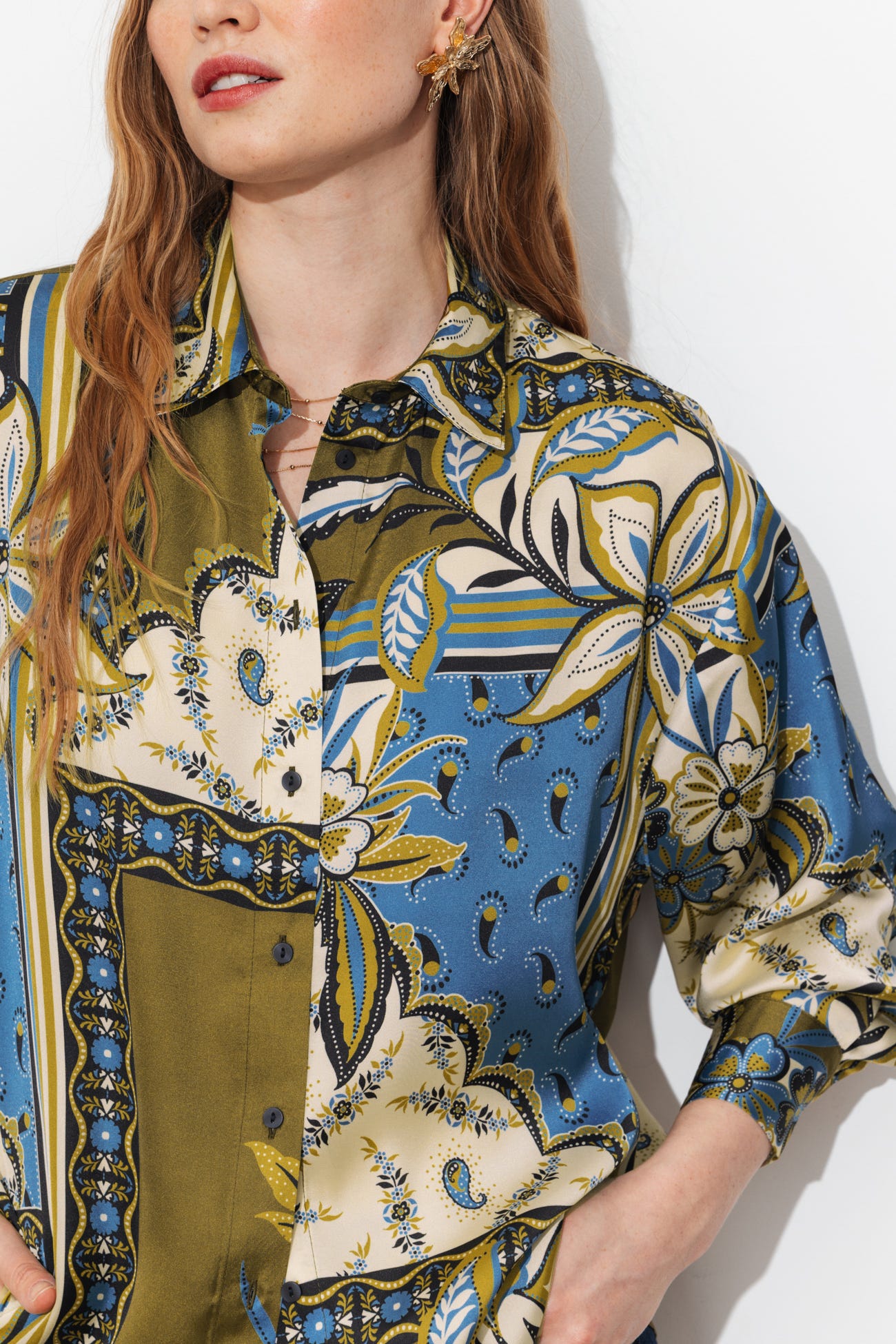 Camisa estampada de satén