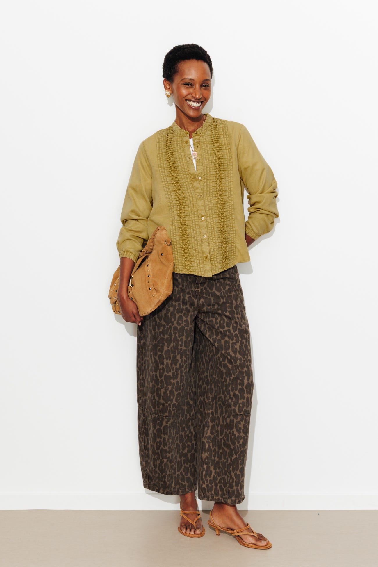 Chemise plissée en lyocell