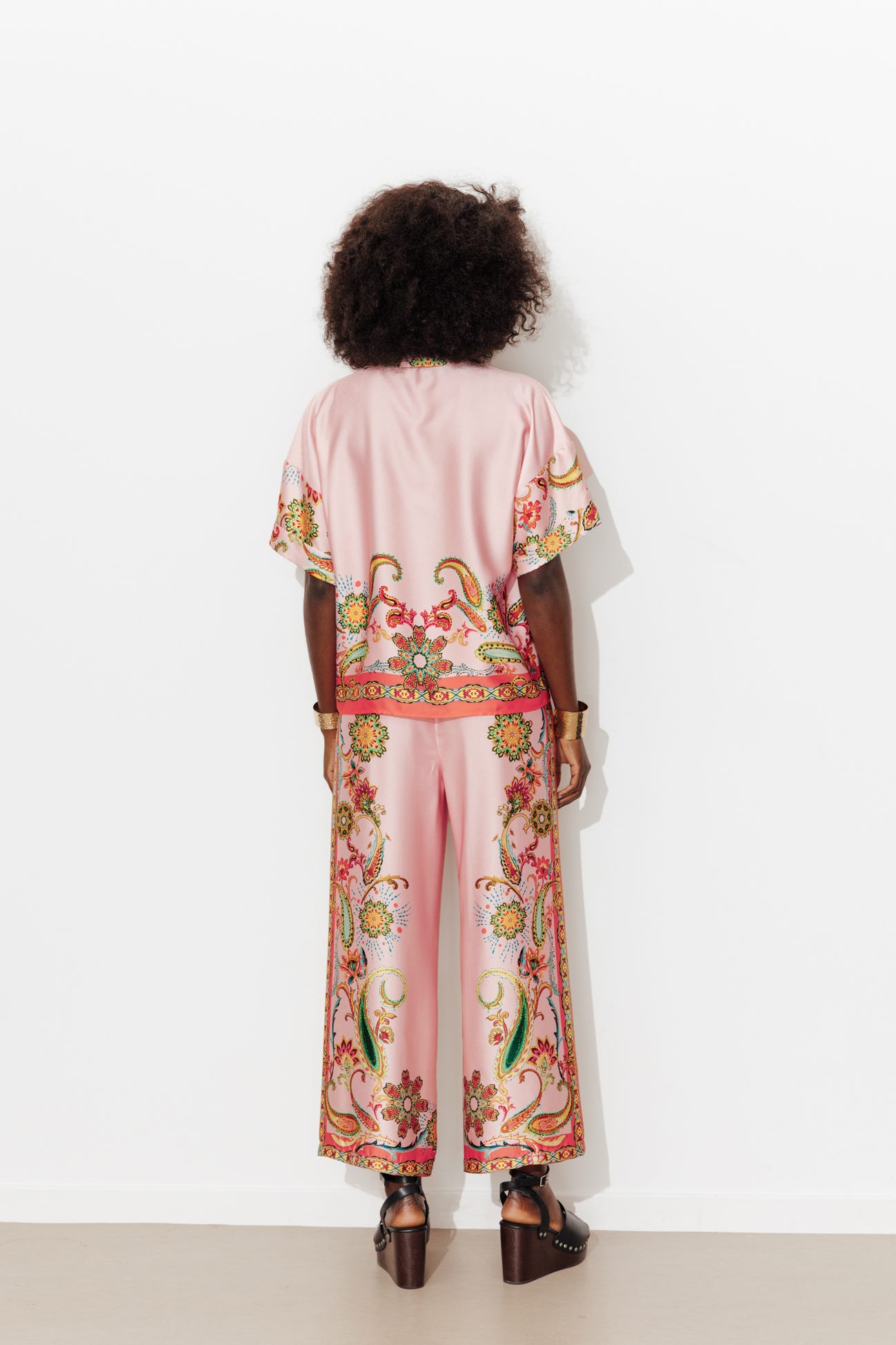 Patterned satin shirt