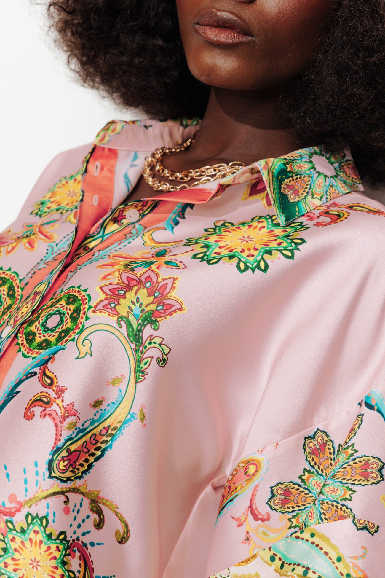 Patterned satin shirt