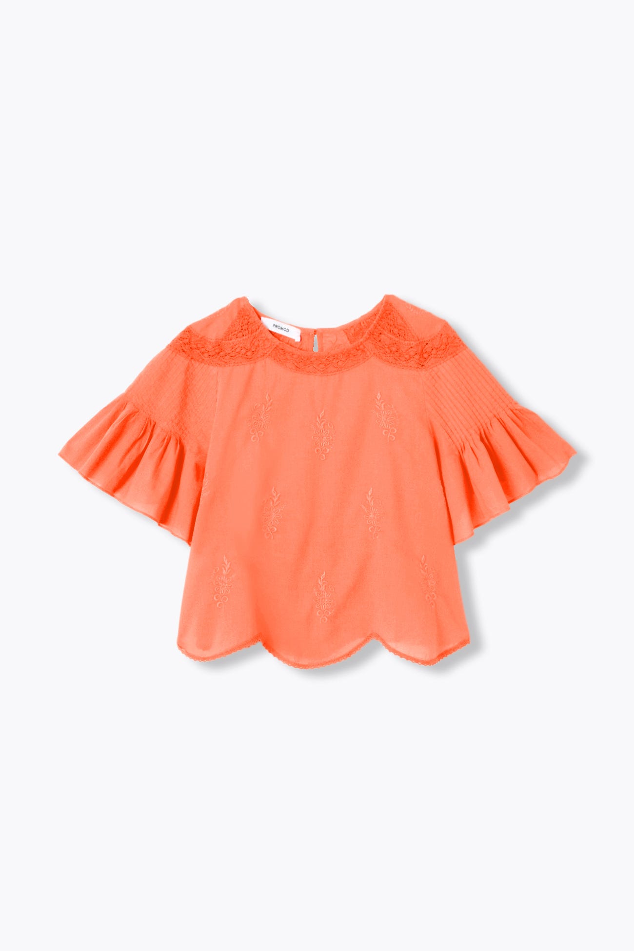 Blouse brodée évasée Femme
