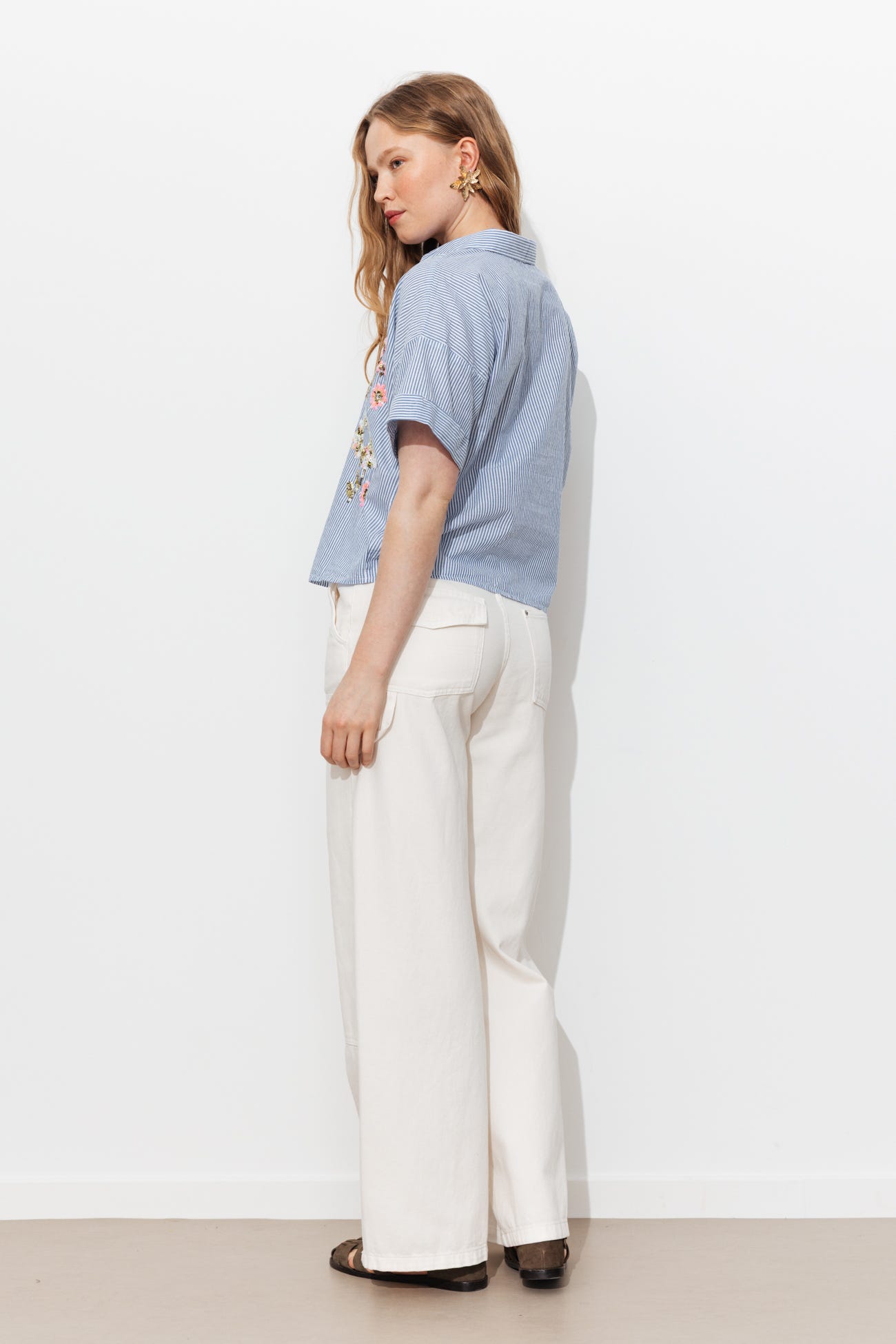 Chemise rayée à sequins Femme