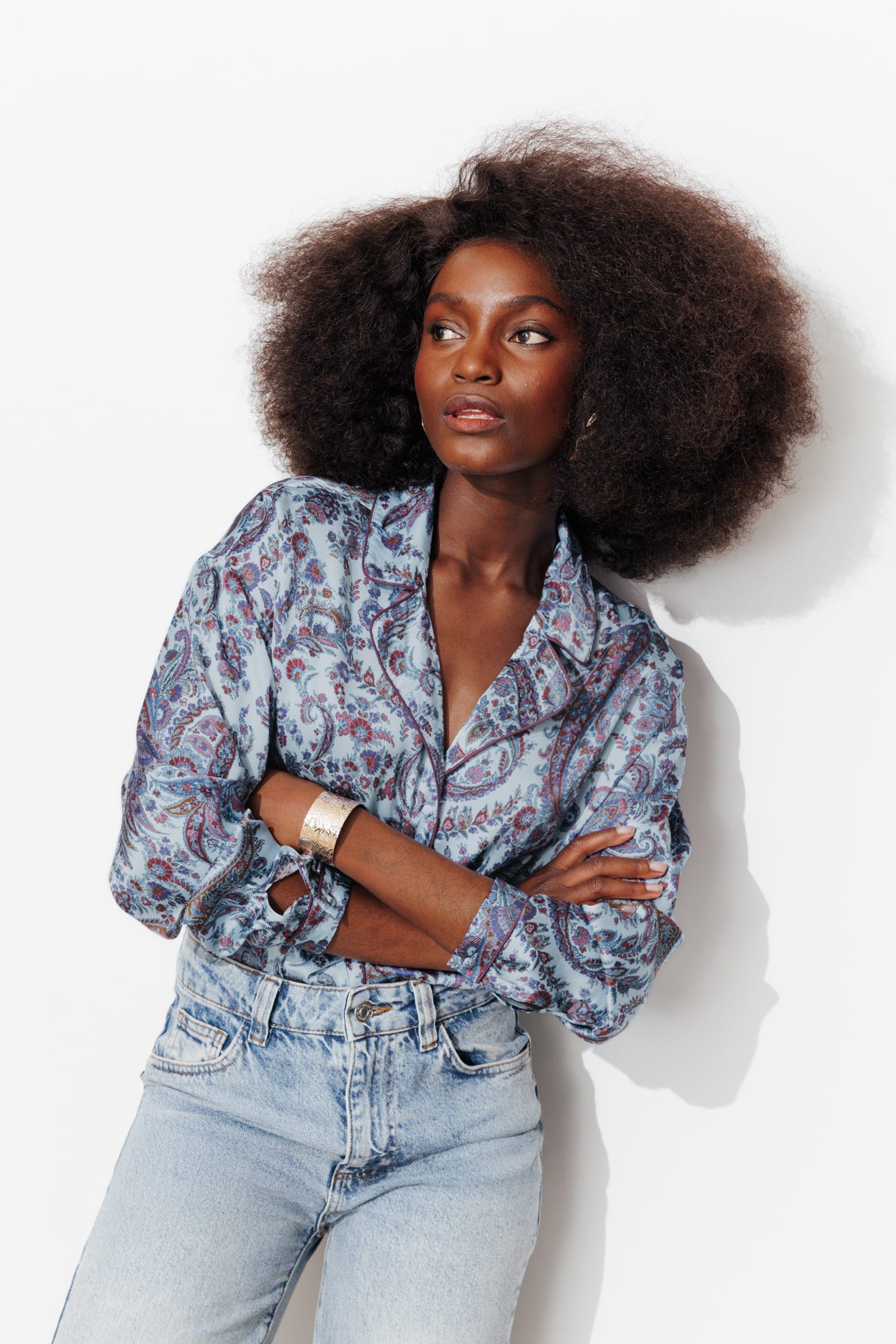 Chemise en satin imprimée