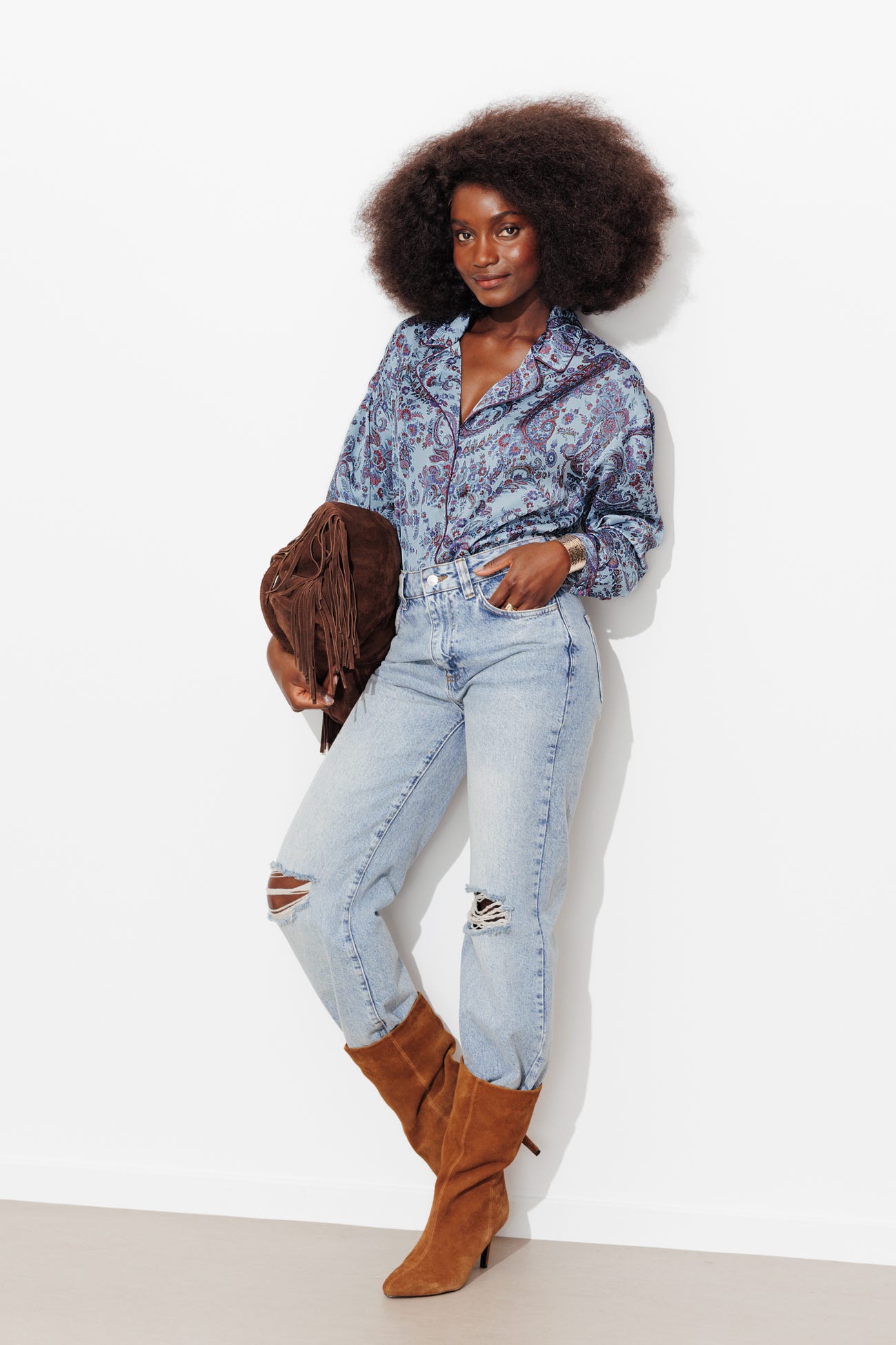 Chemise en satin imprimée