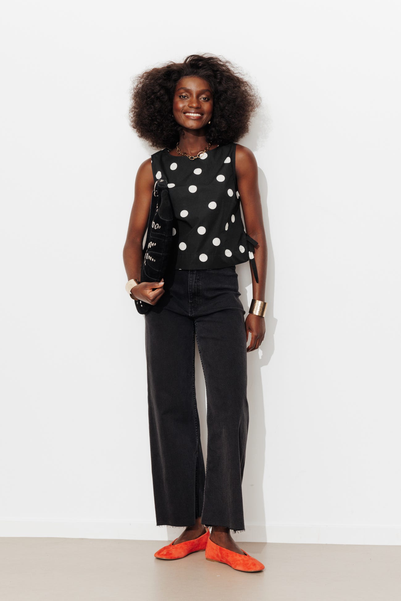 Top court à pois Femme