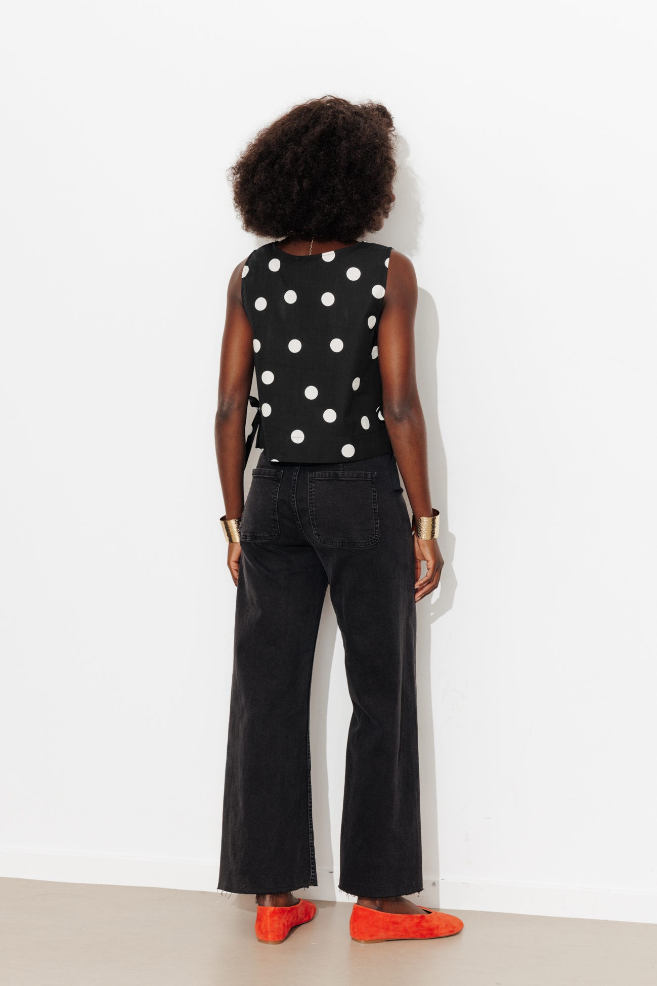 Top court à pois Femme