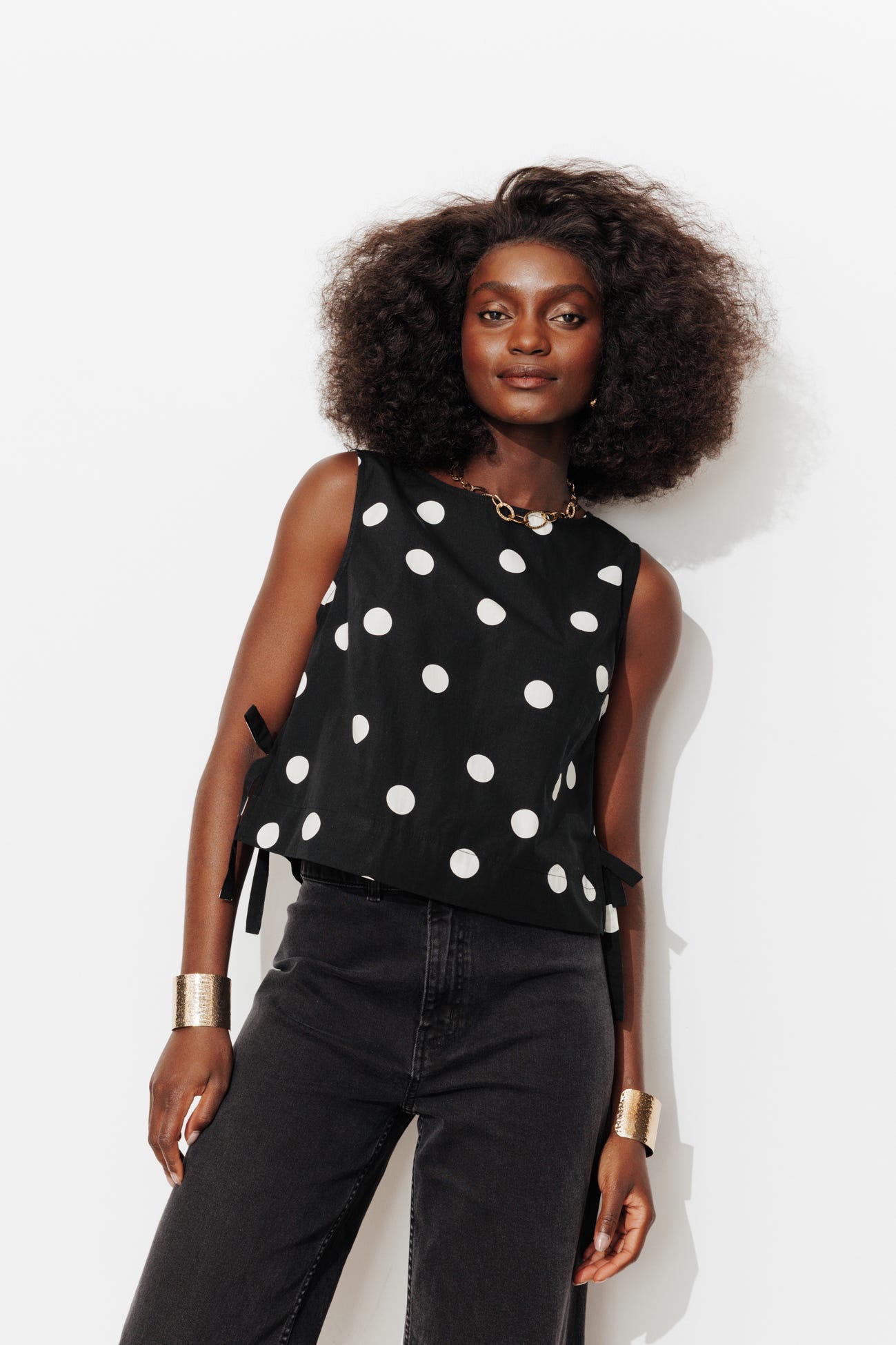 Top court à pois Femme