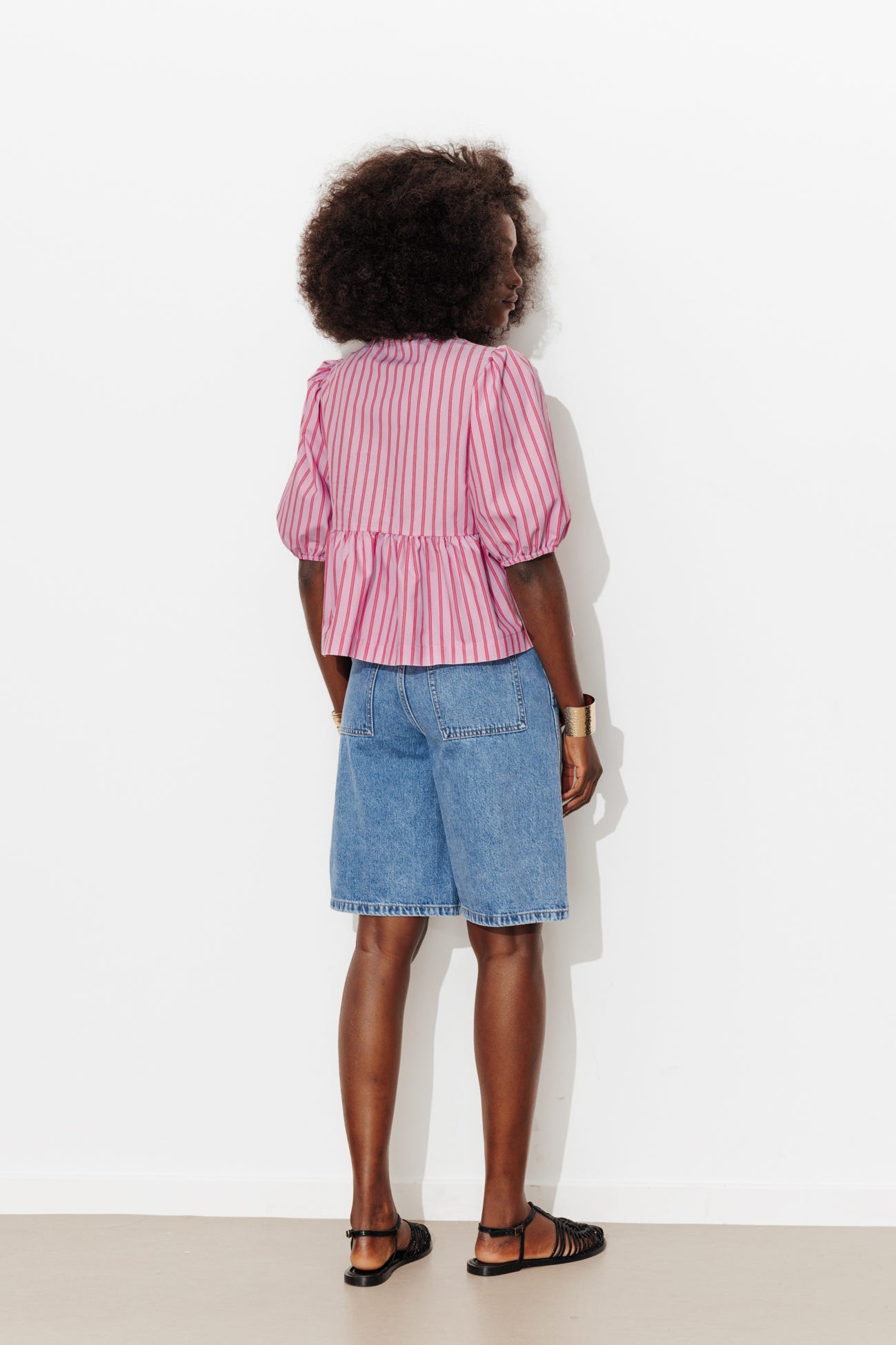 Blouse rayée à nouettes Femme