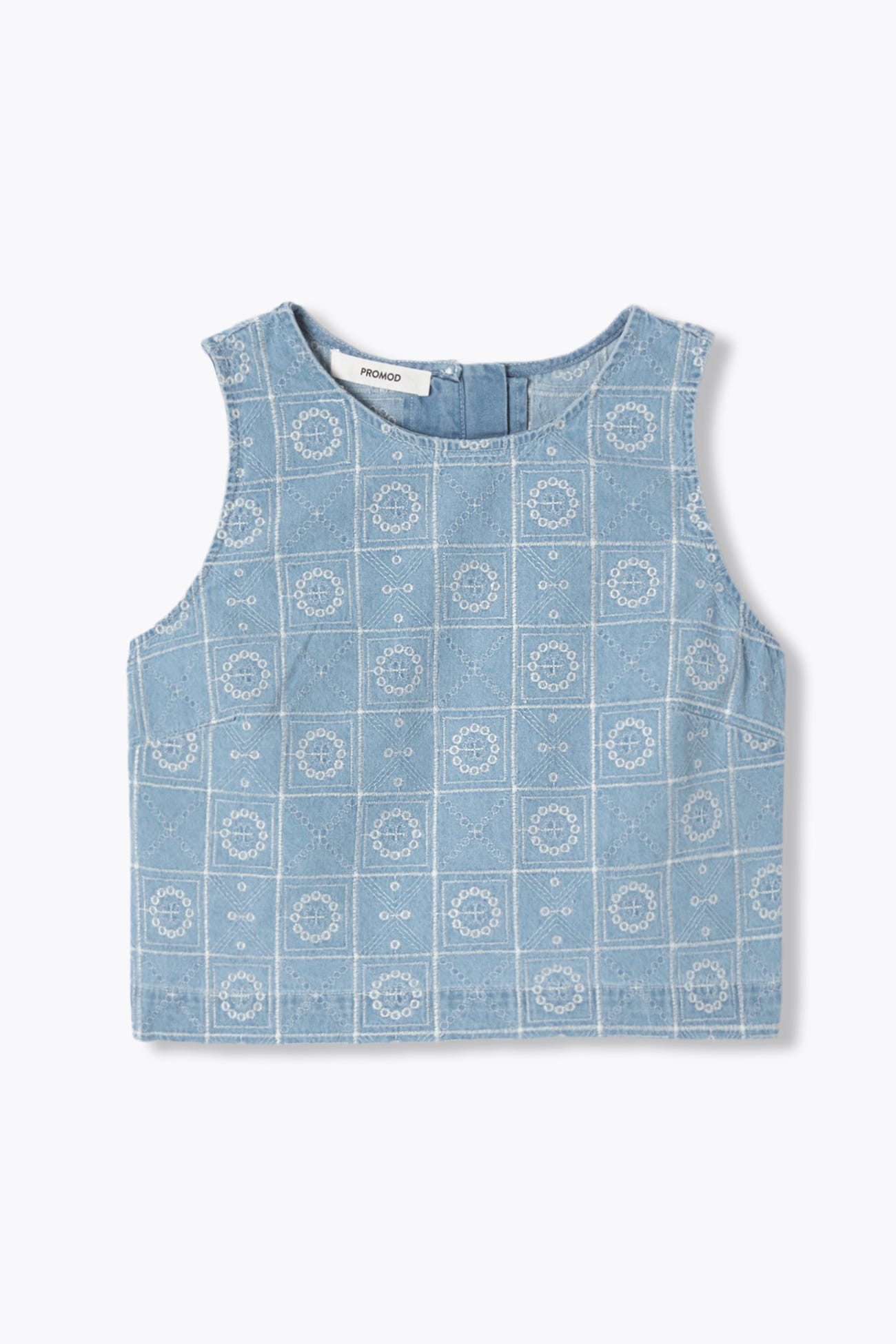 Crop top en jean brodé