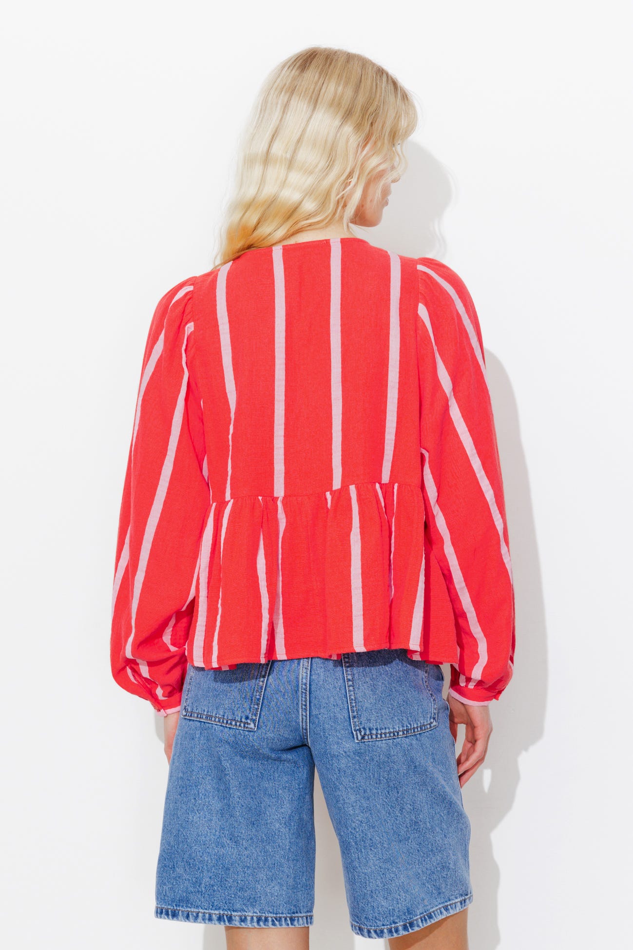 Blouse rayée en gaze de coton