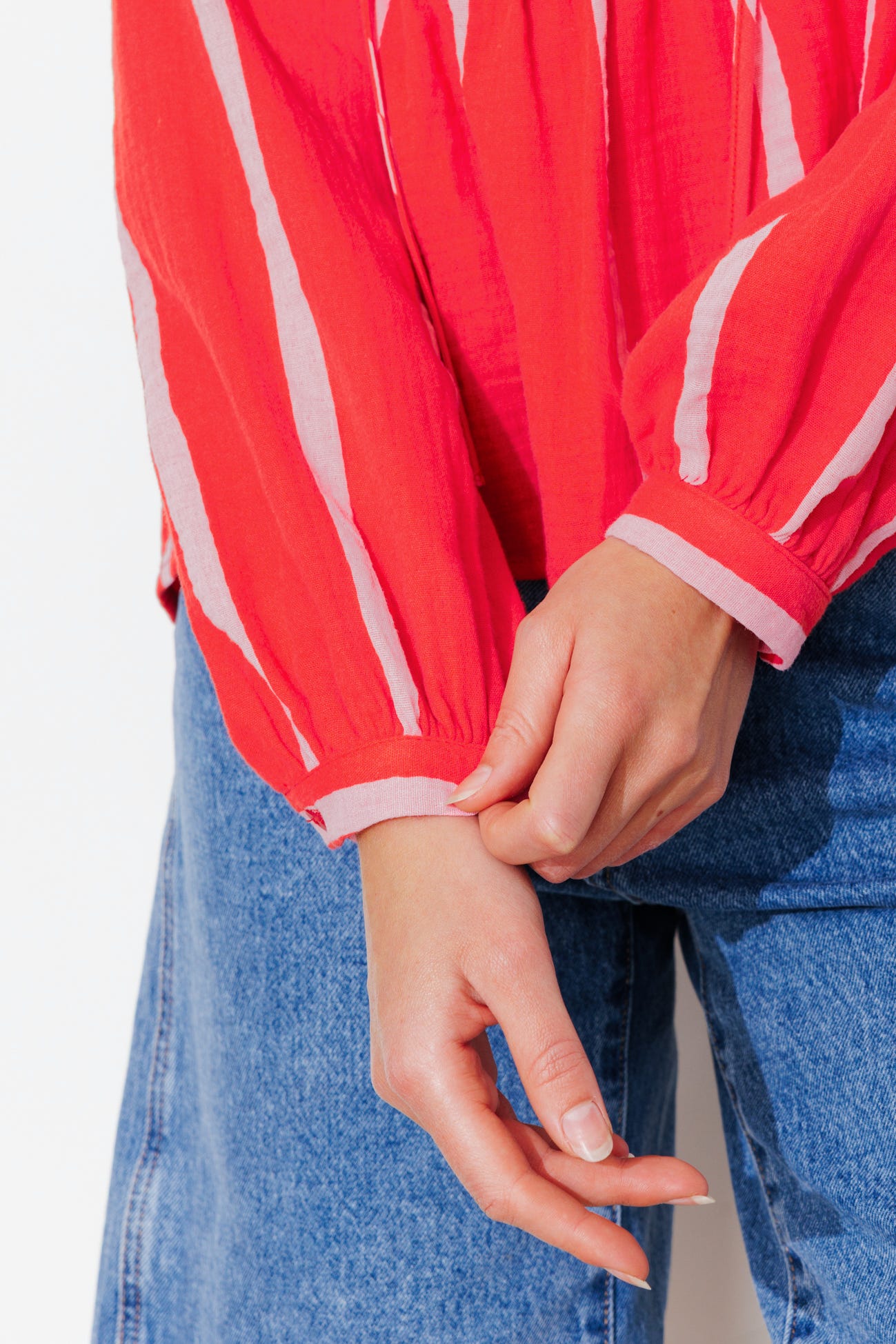 Blouse rayée en gaze de coton