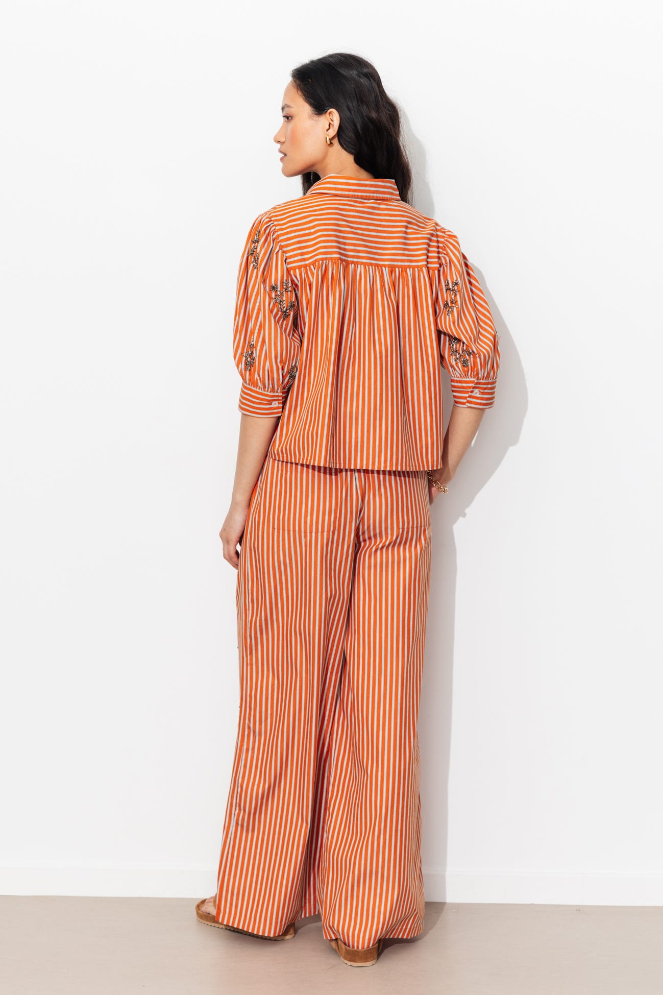 Chemise rayée perlée Femme