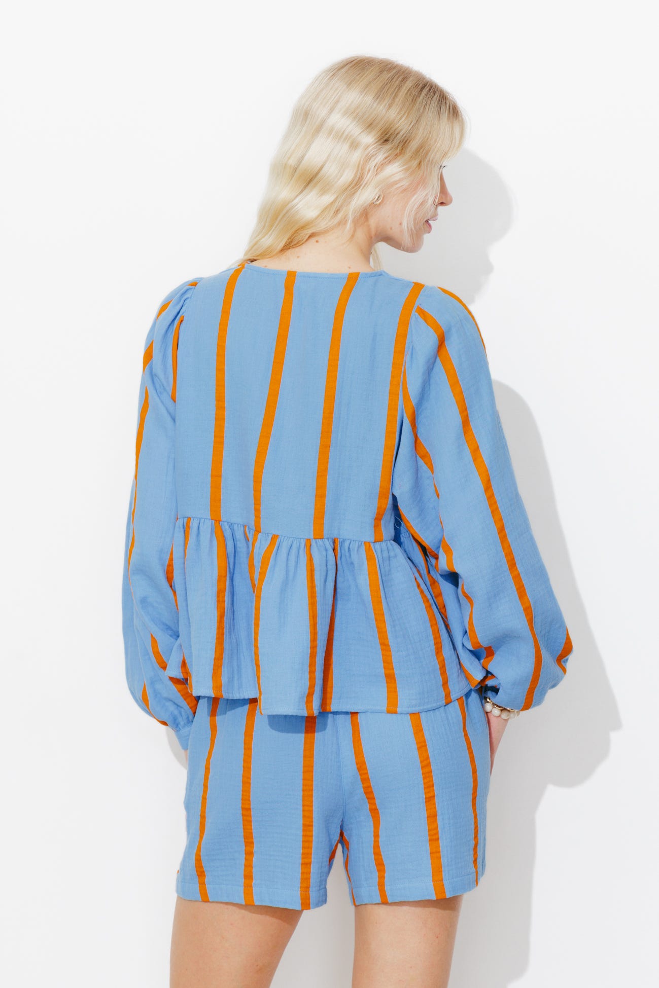 Blouse rayée en gaze de coton