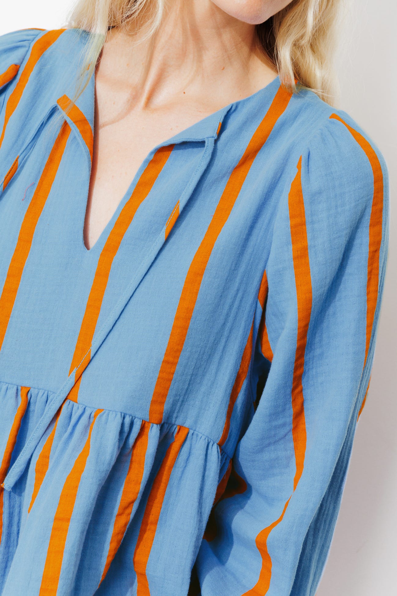 Blouse rayée en gaze de coton