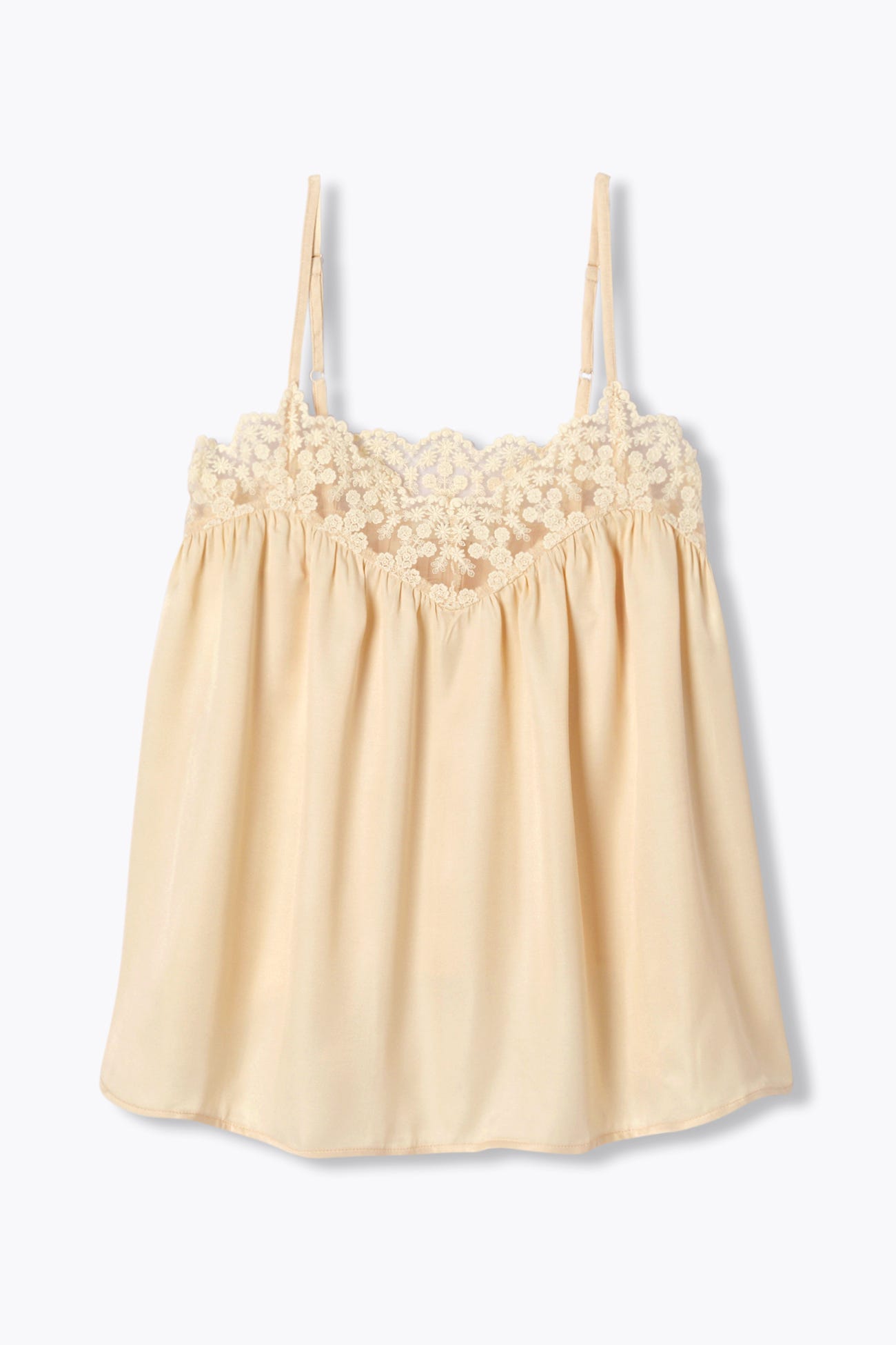 Top satiné détail dentelle