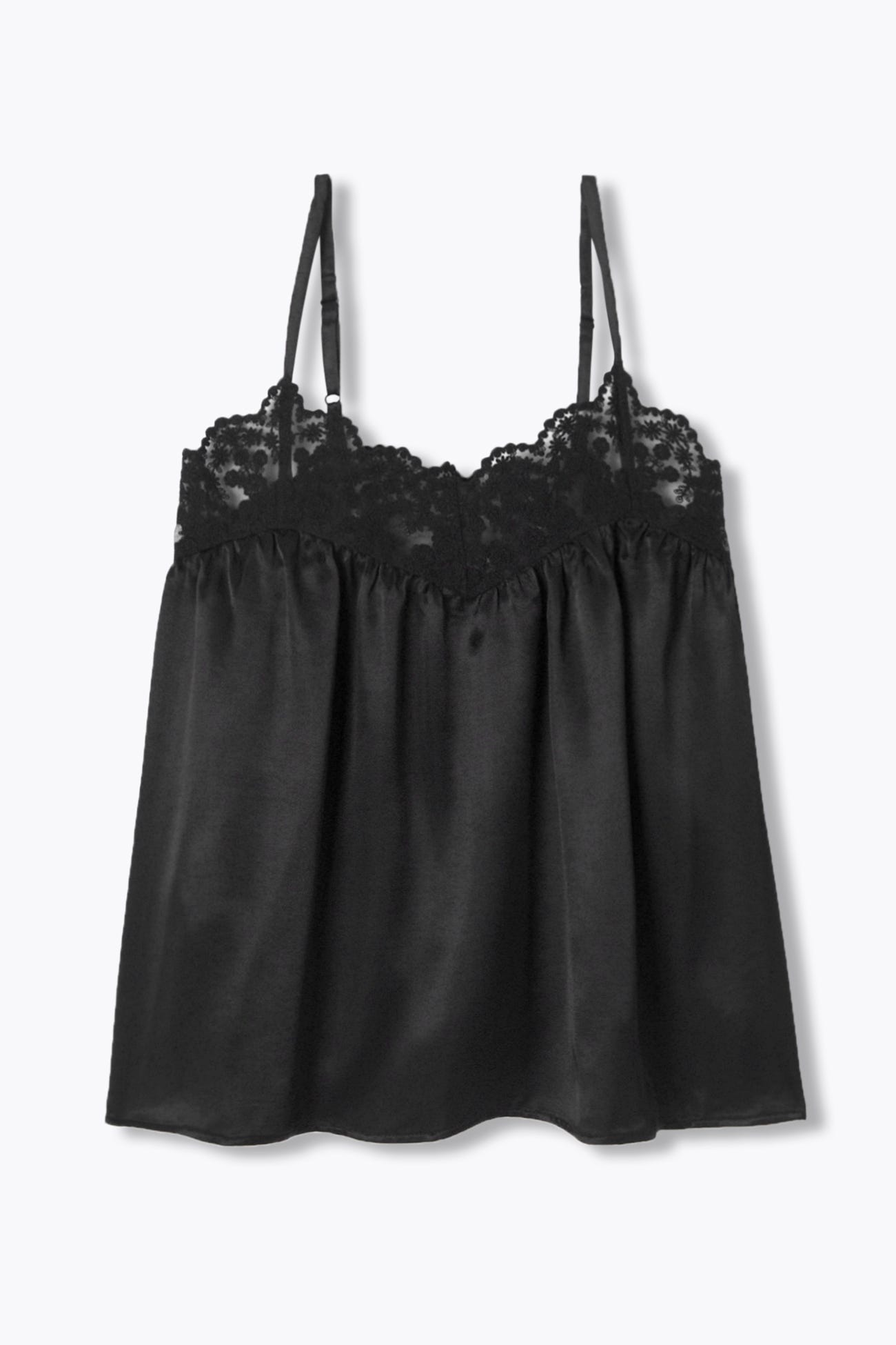 Top satiné détail dentelle