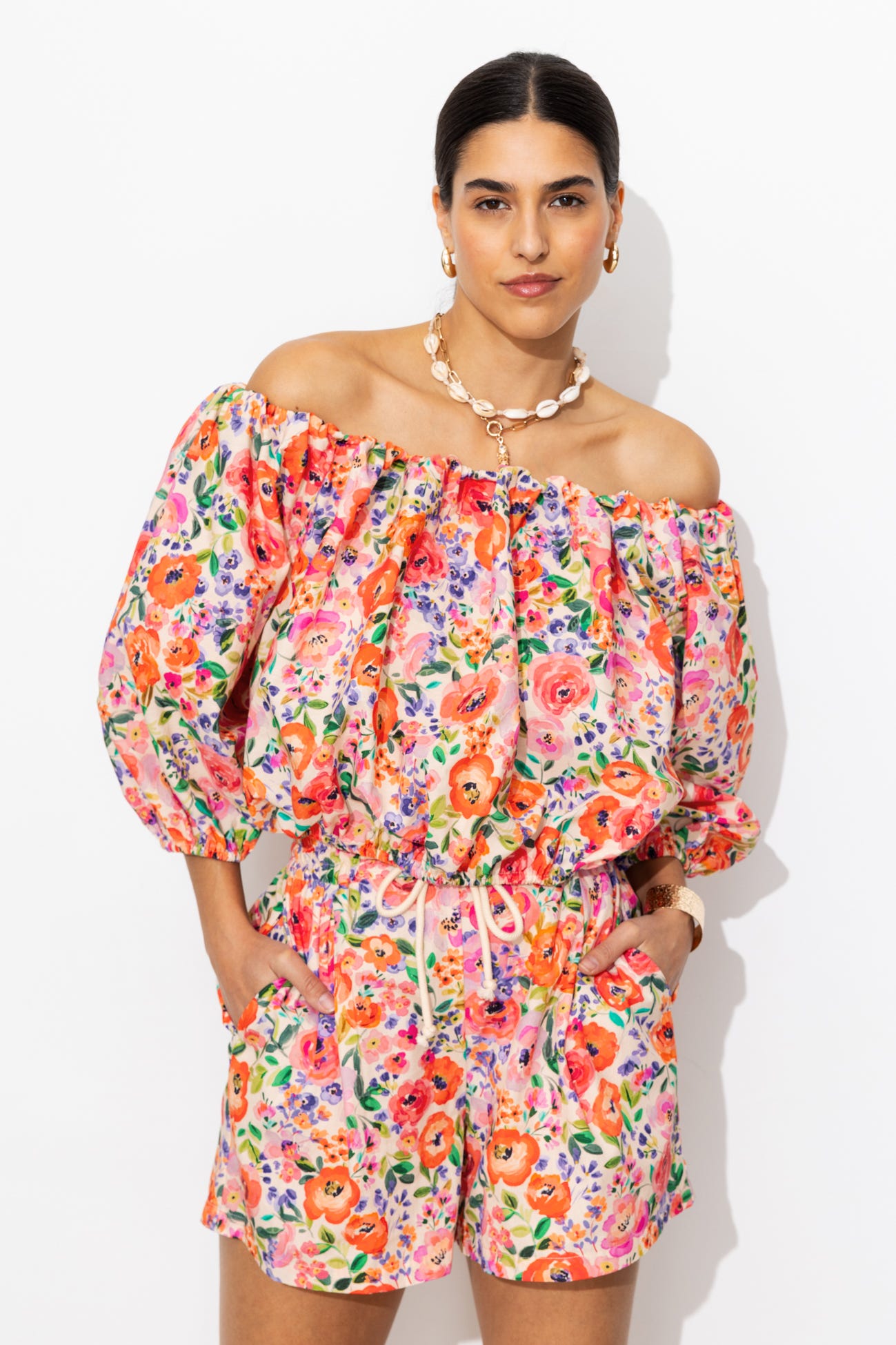 Blouse courte fleurie Femme