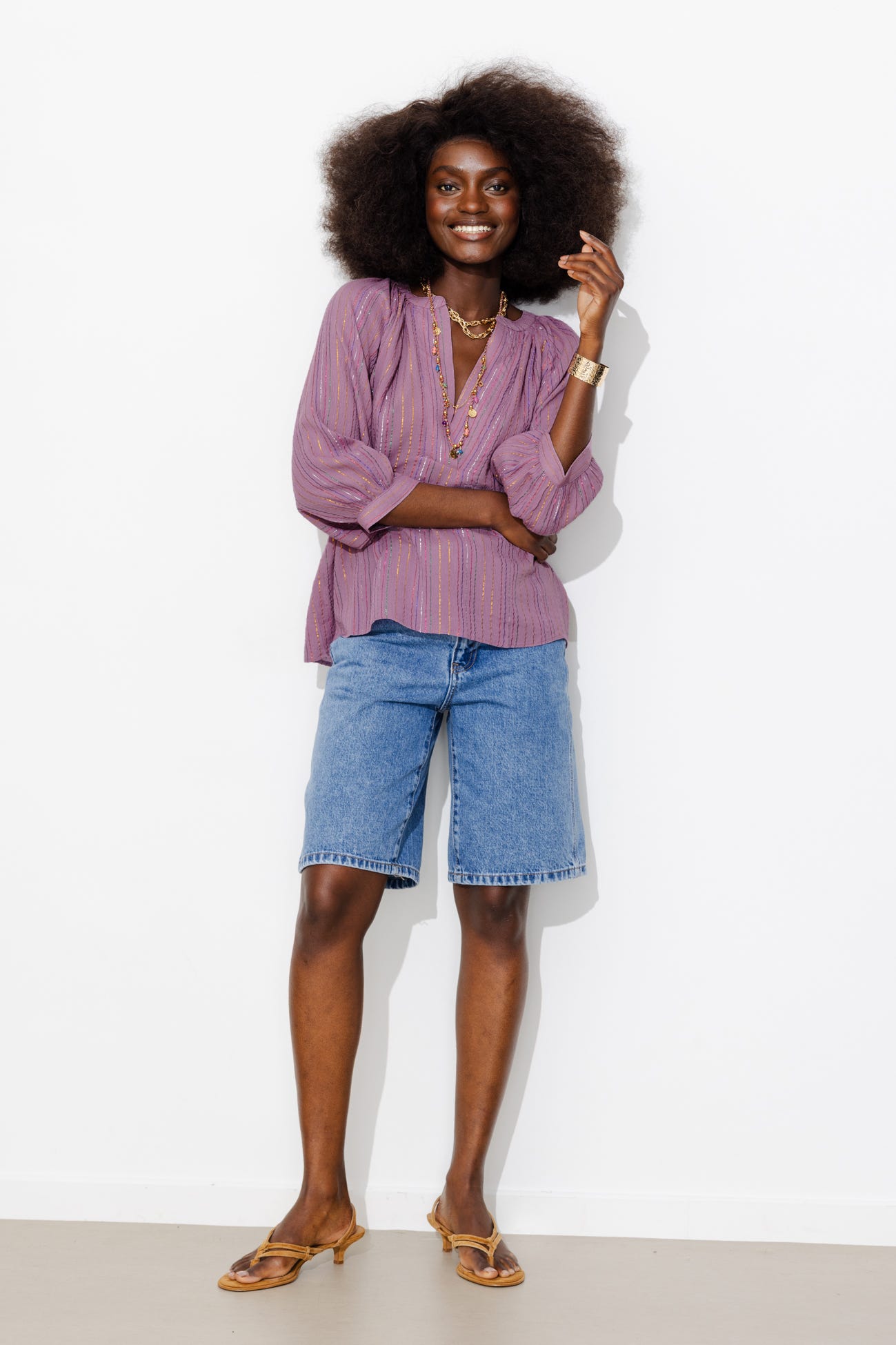 Glitzy striped blouse 