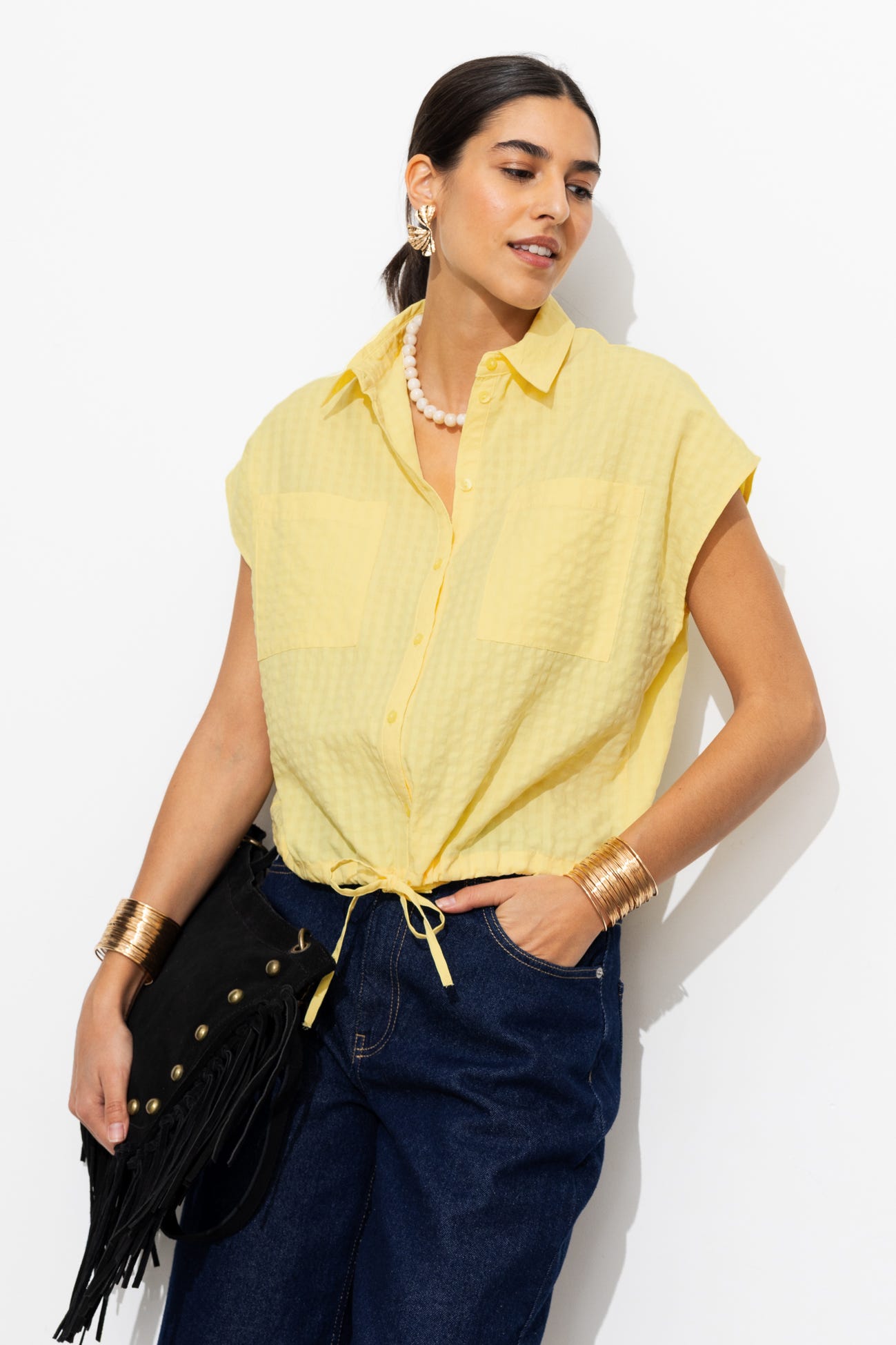 Waffle blouse 