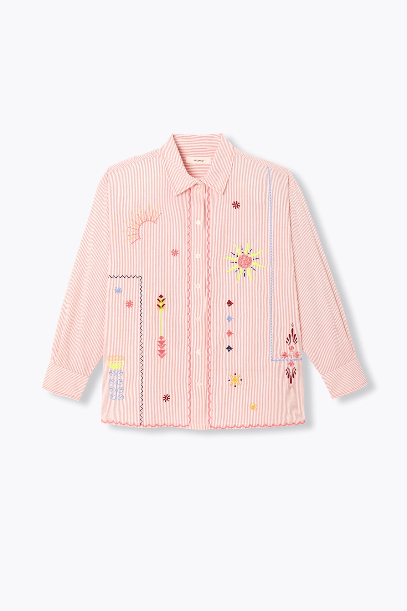 Embroidered striped shirt