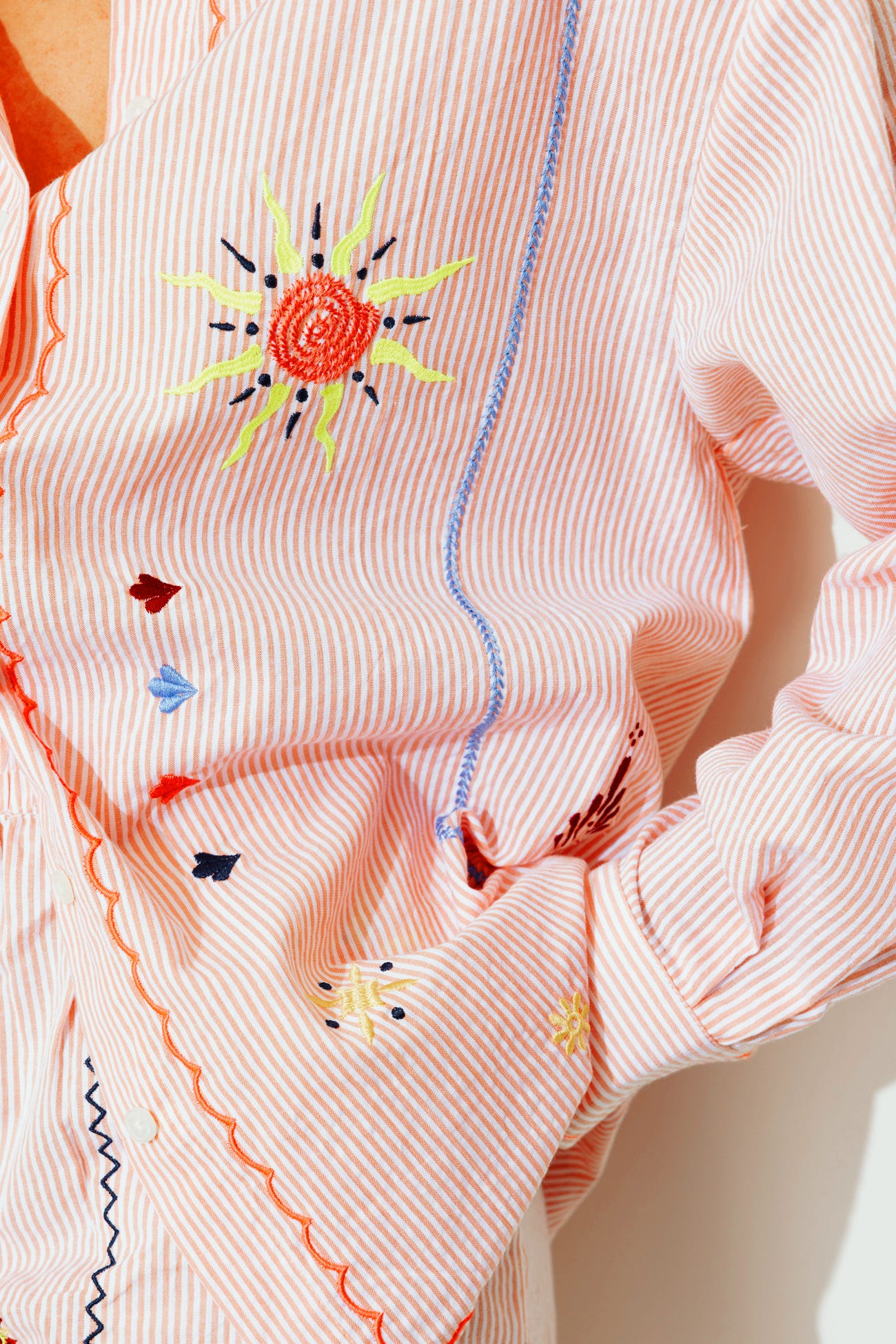 Chemise rayée brodée Femme