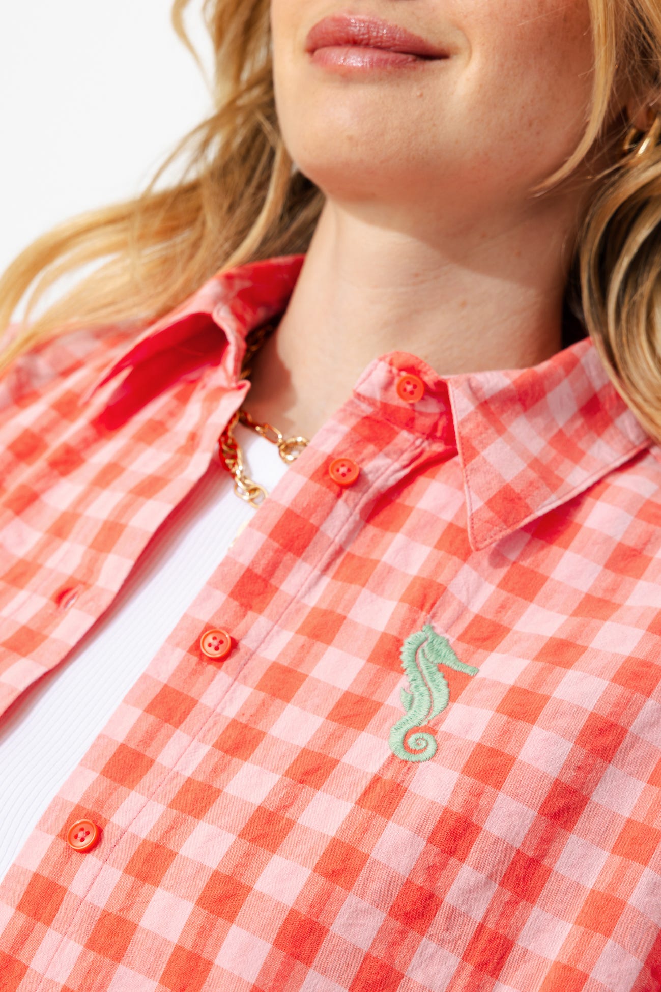 Checked embroidered shirt