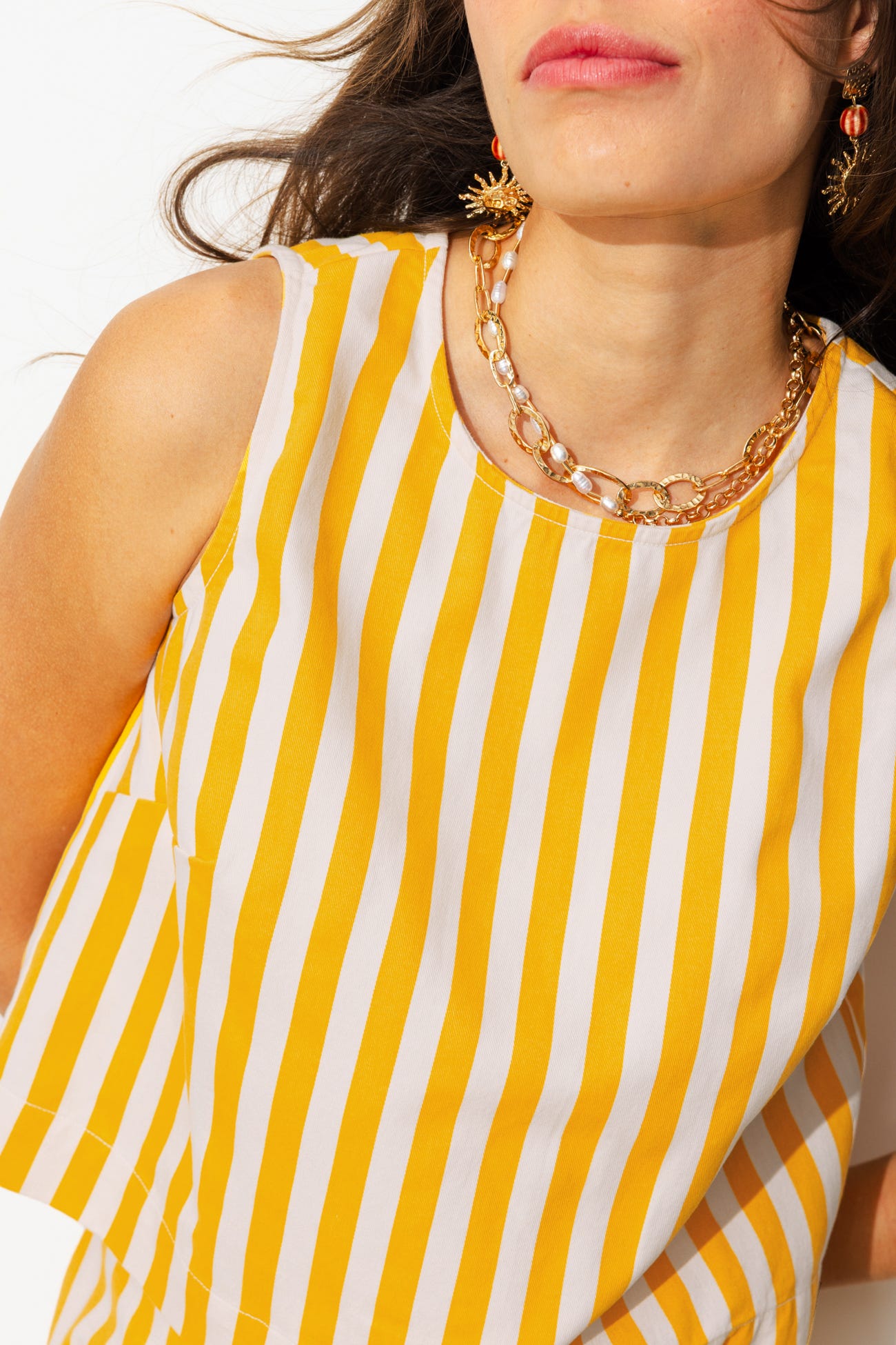 Top rayé sans manches Femme