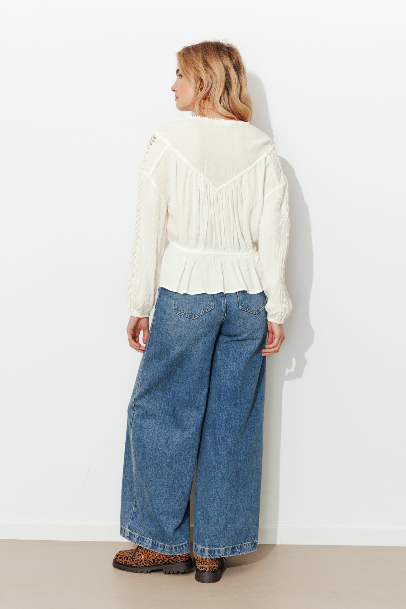 Blouse rétro unie Femme