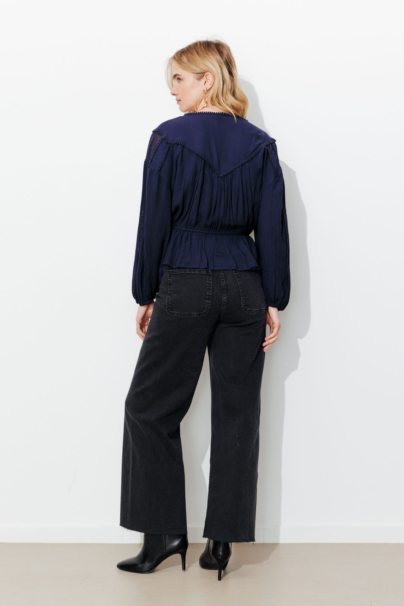 Blouse rétro unie Femme