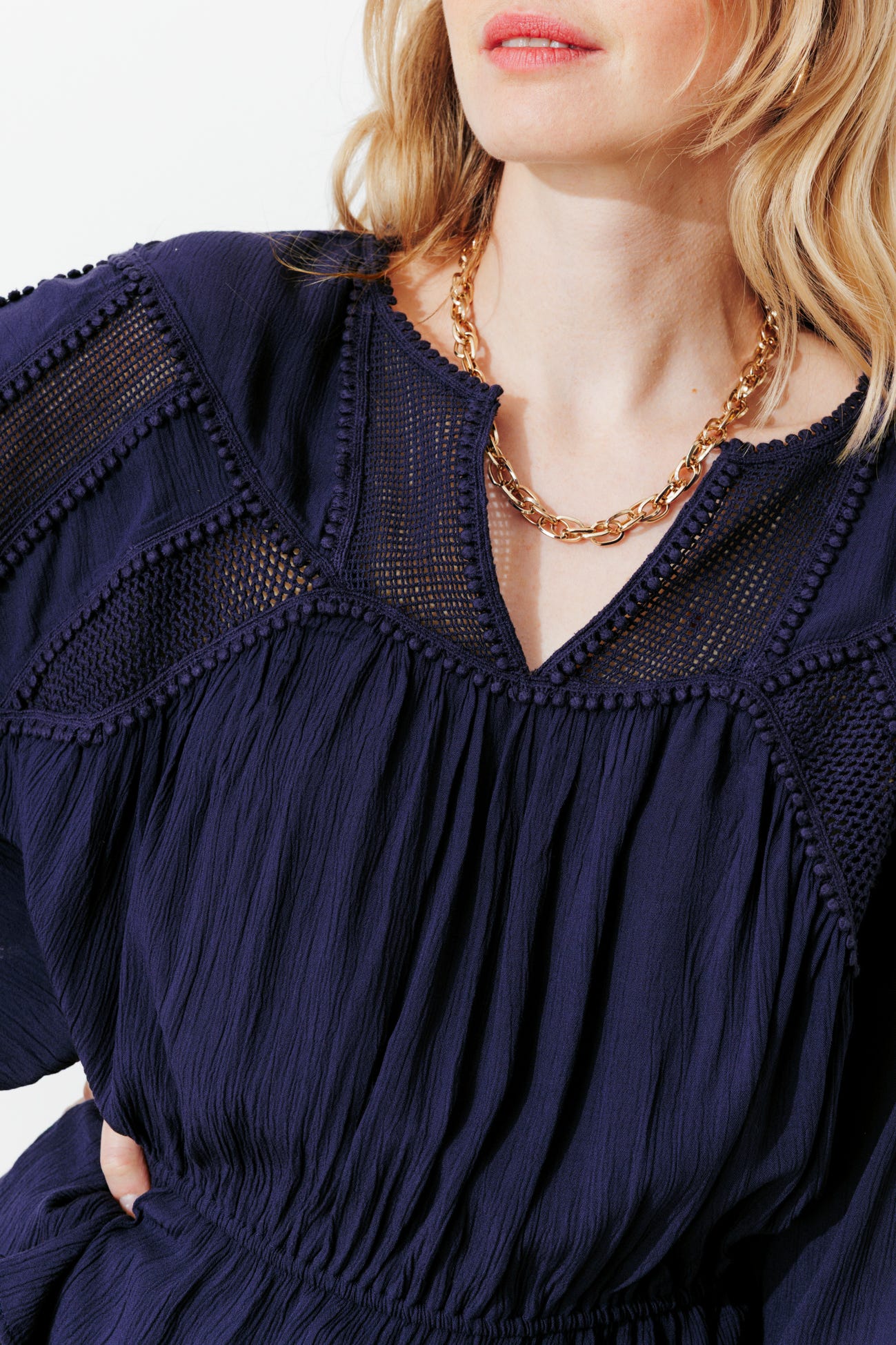 Blouse rétro unie Femme