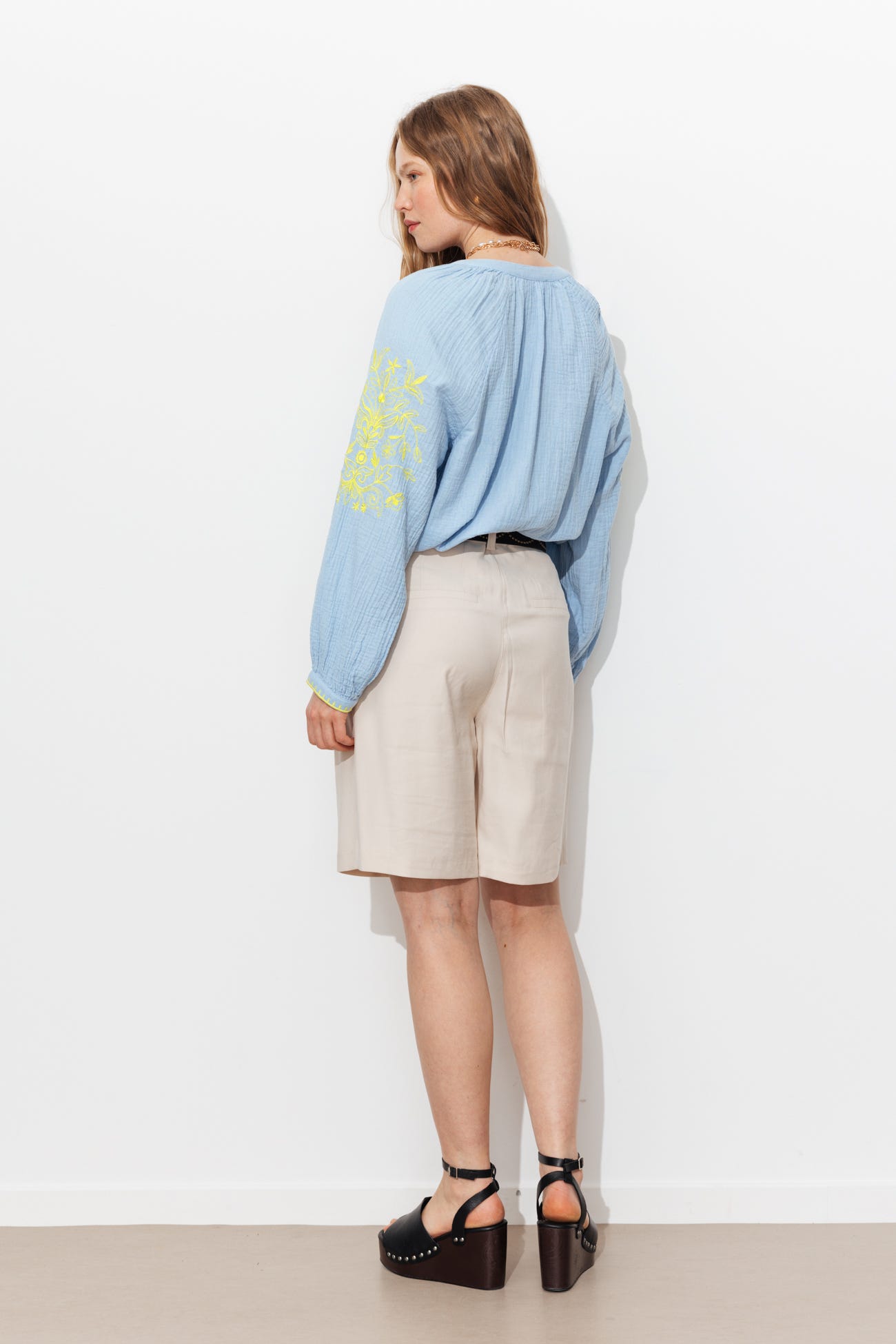 Blusa bordada gasa de algodón