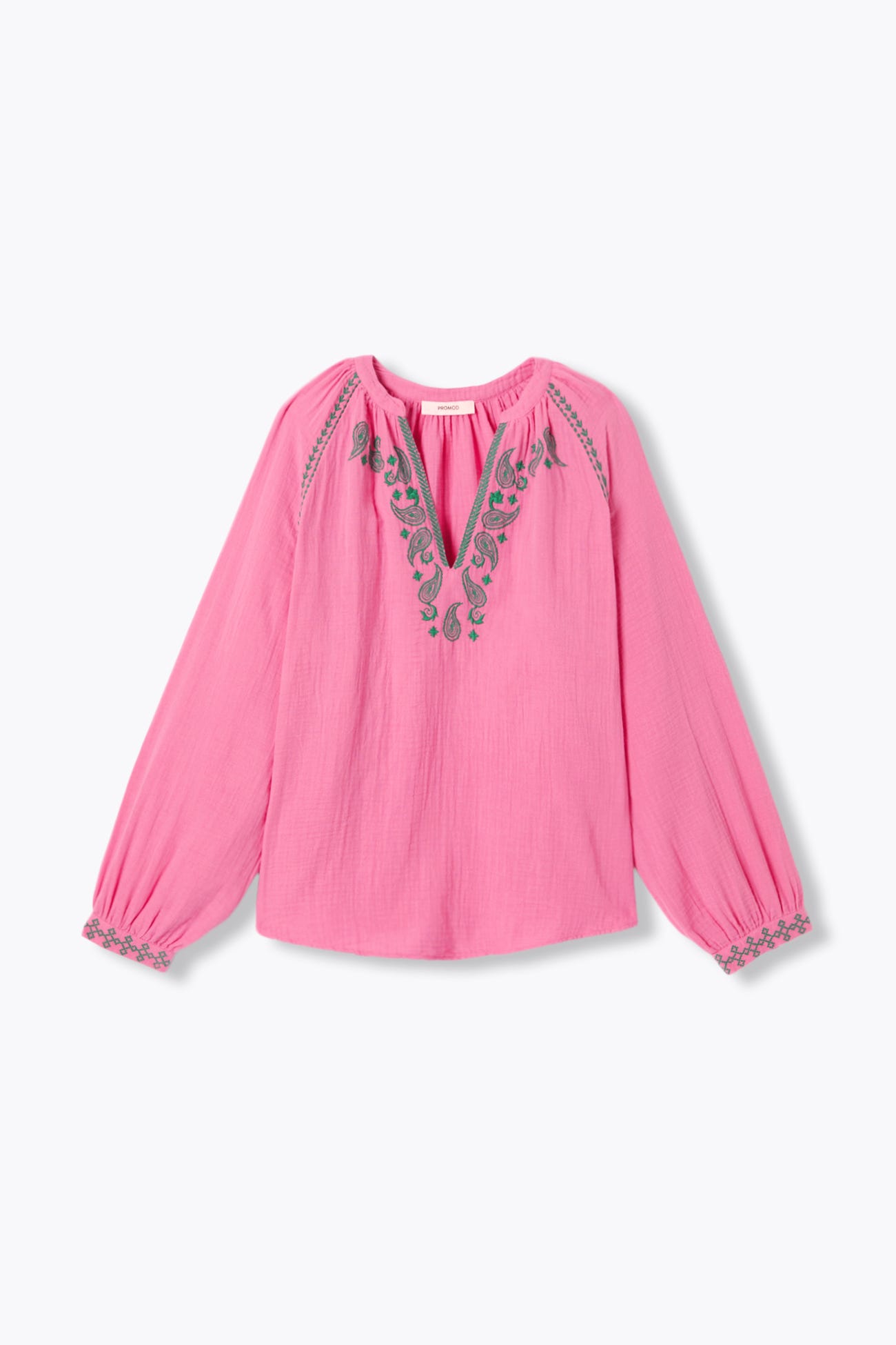 Blusa garza di cotone ricamata