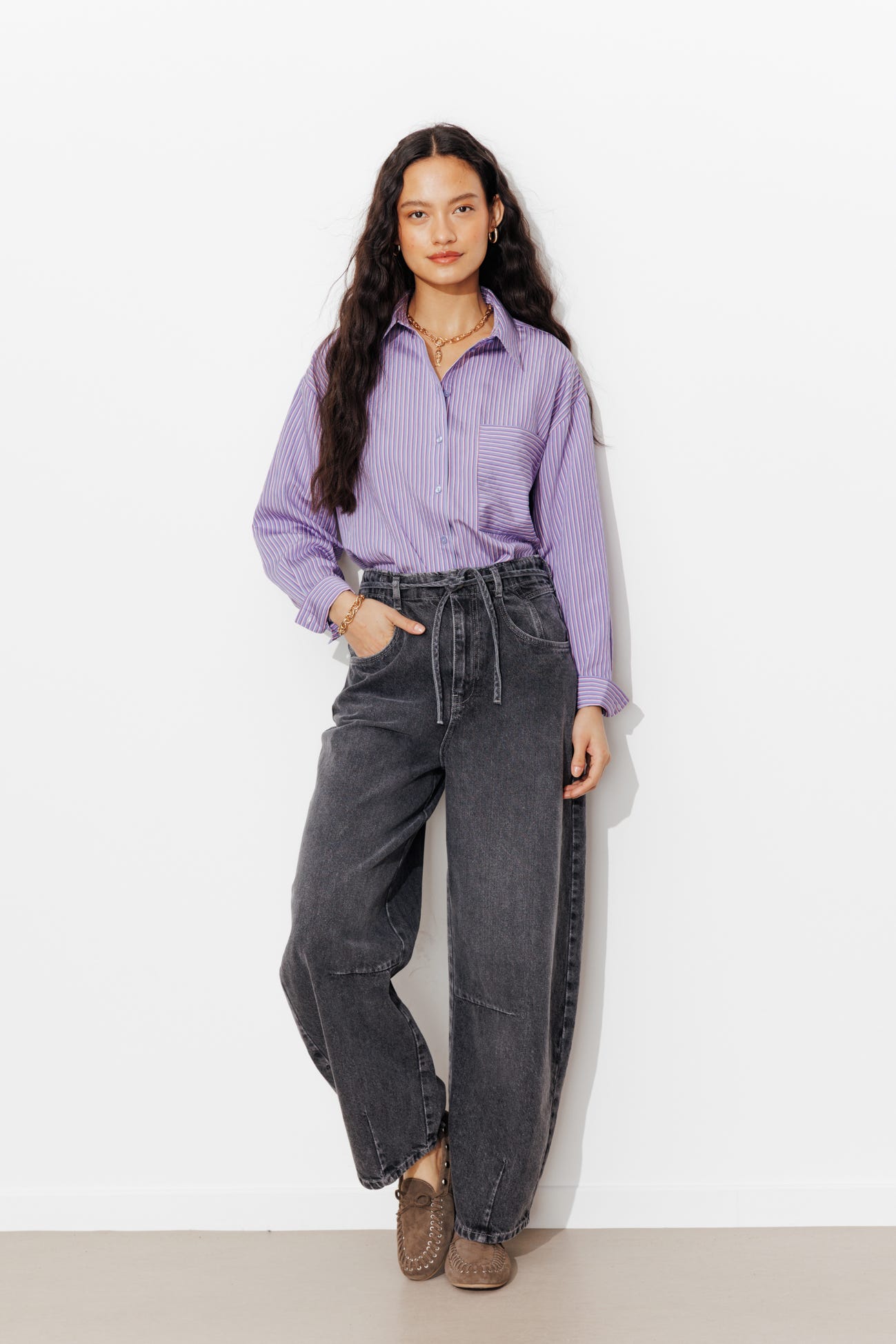 Chemise oversize rayée Femme