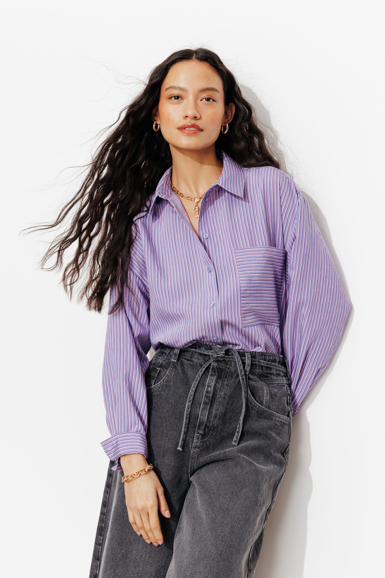 Chemise oversize rayée Femme