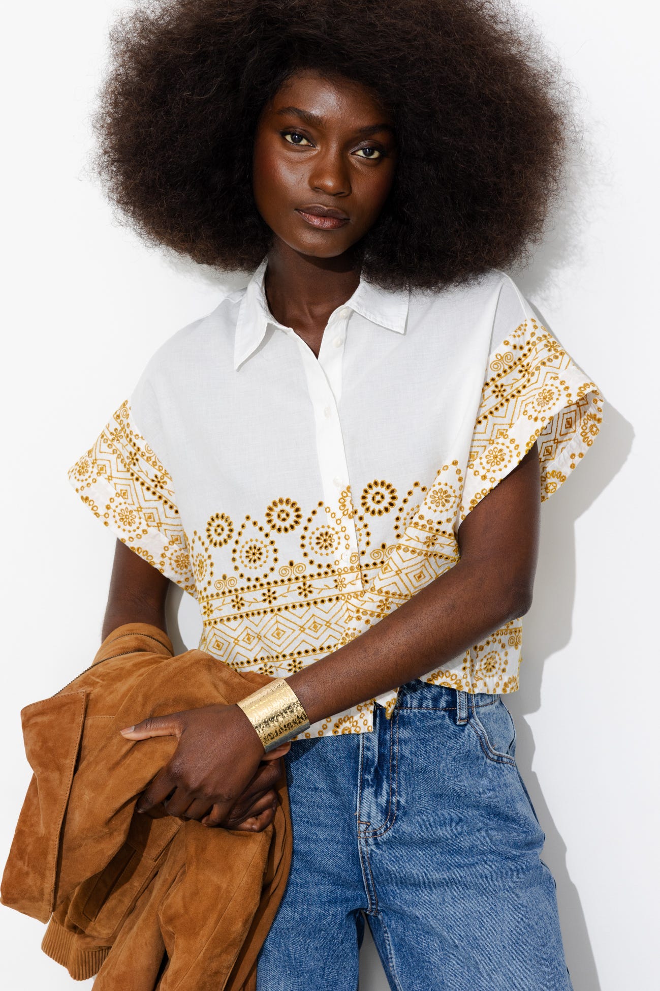 Camicia sangallo cropped