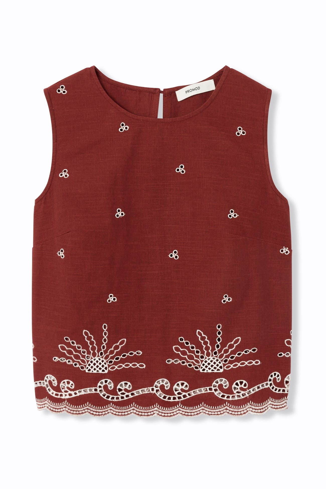 Top brodé en coton Femme