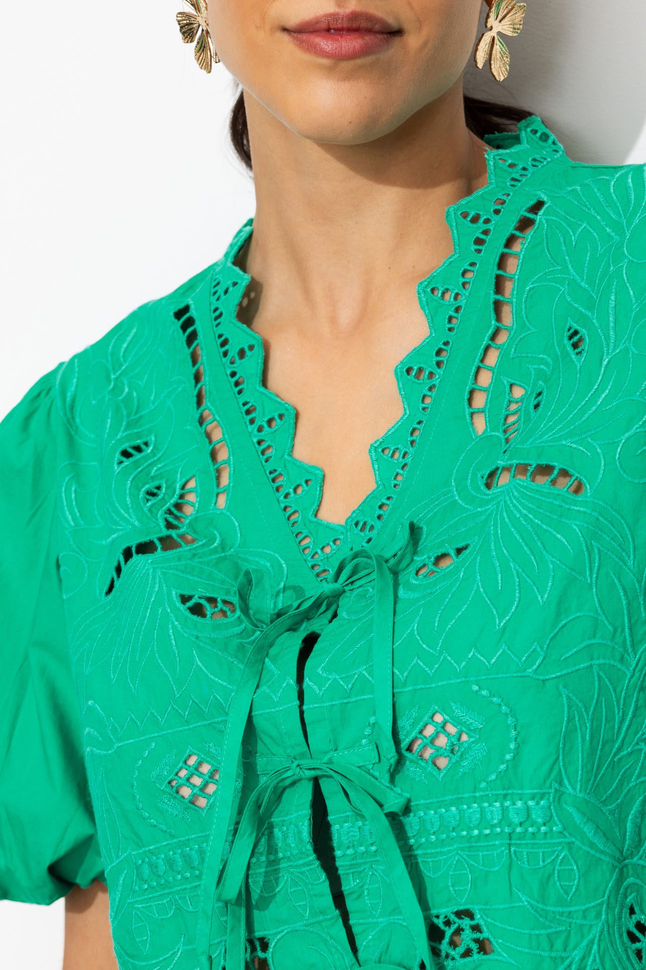 Blouse brodée manches ballon