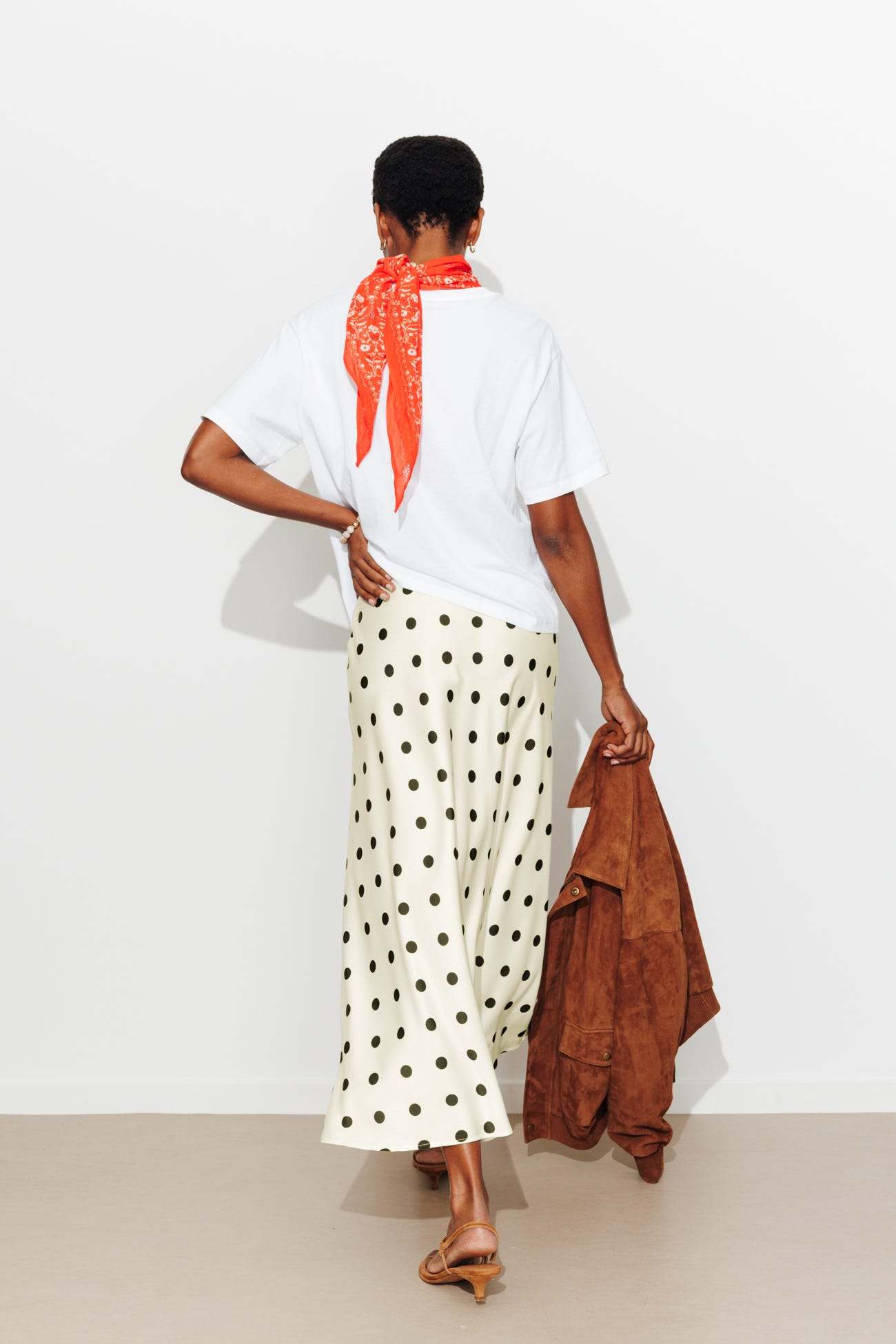 Jupe satinée à pois Femme