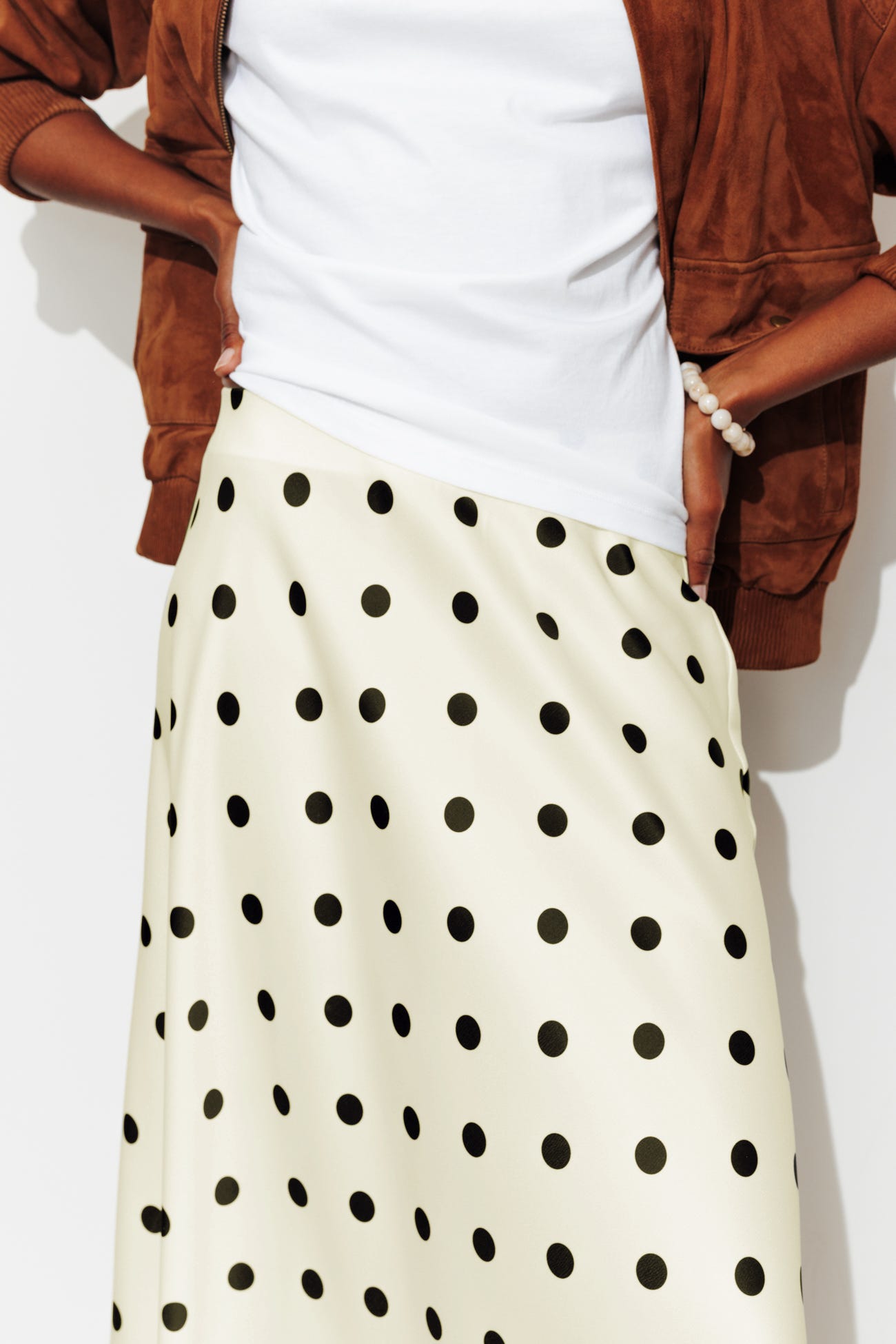 Jupe satinée à pois Femme