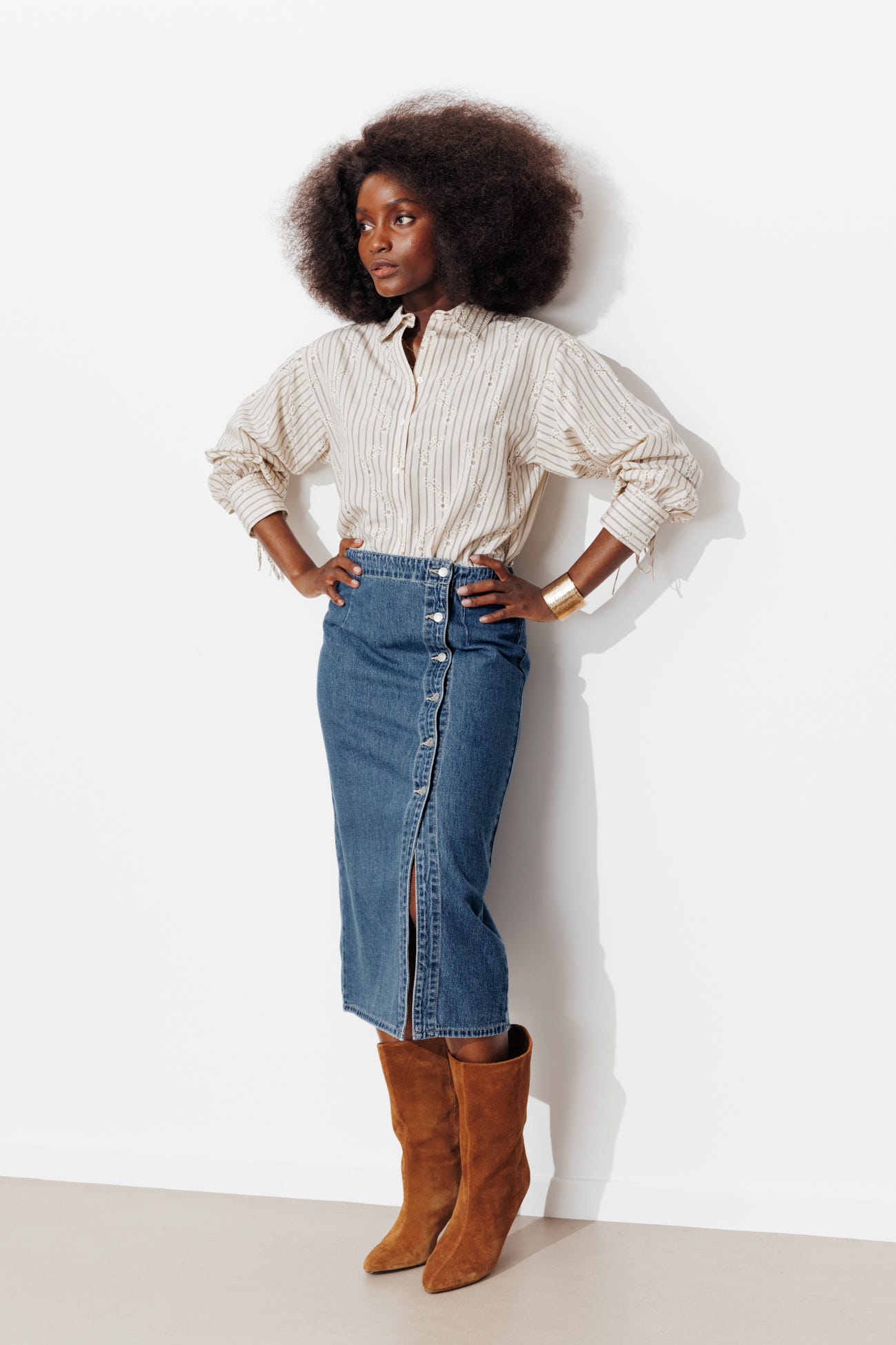 Midi denim skirt