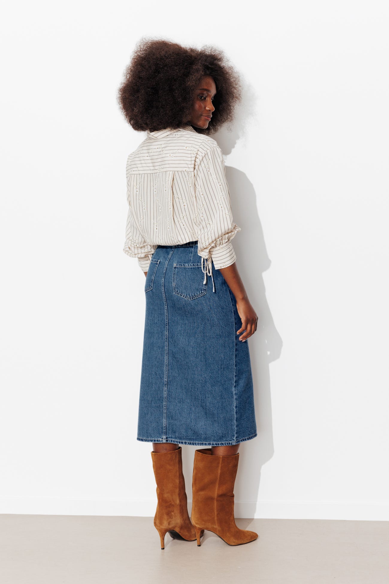 Midi denim skirt