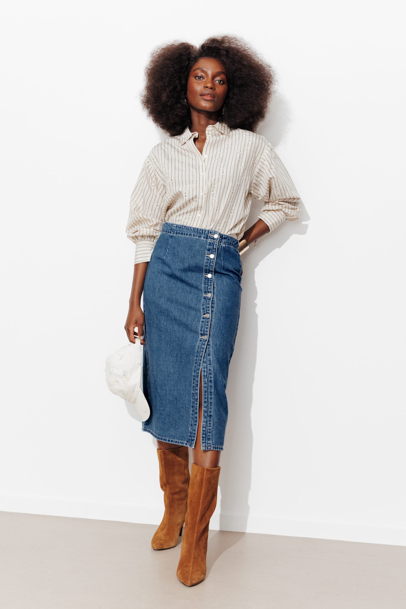 Midi denim skirt