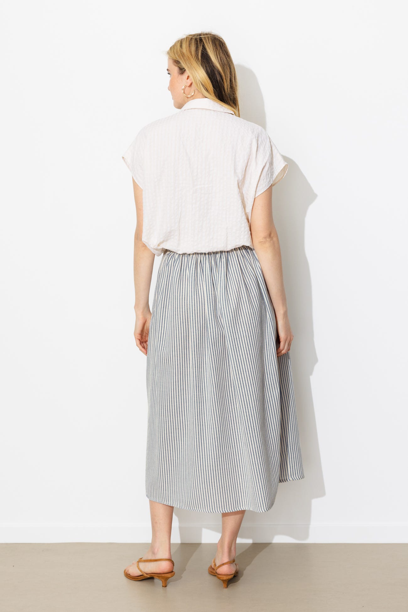 Jupe midi rayée évasée Femme