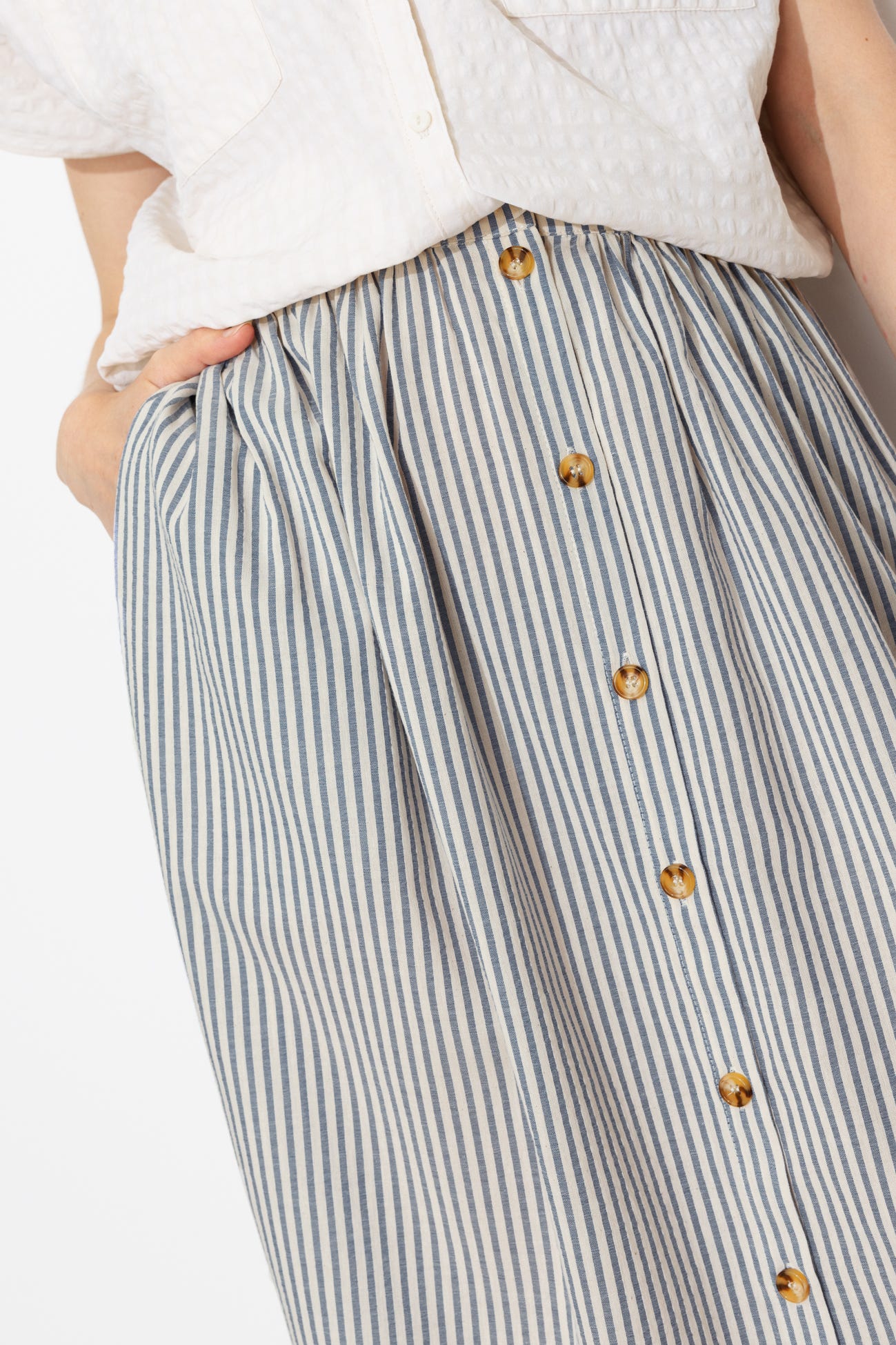 Jupe midi rayée évasée Femme