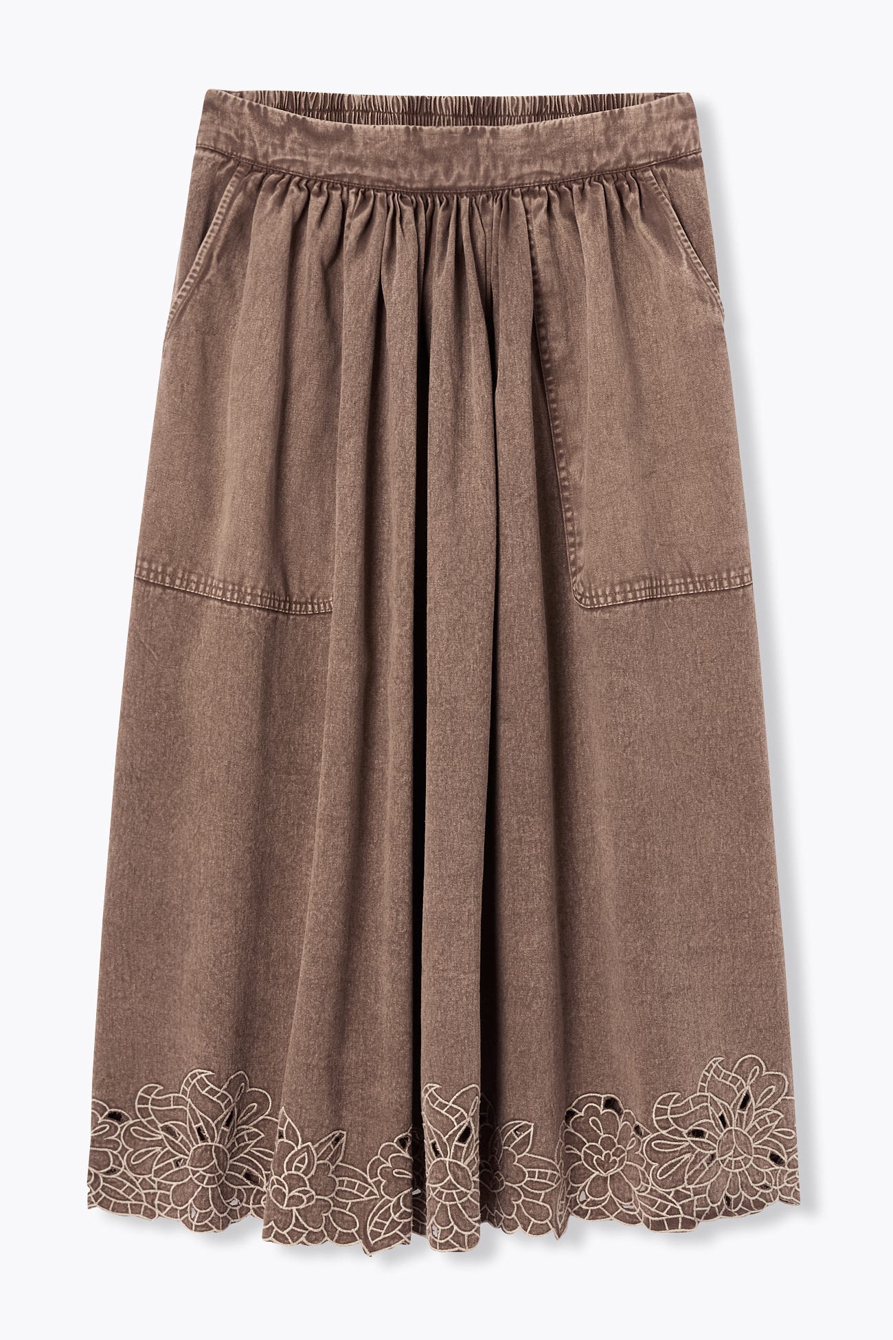 Jupe midi brodée Femme