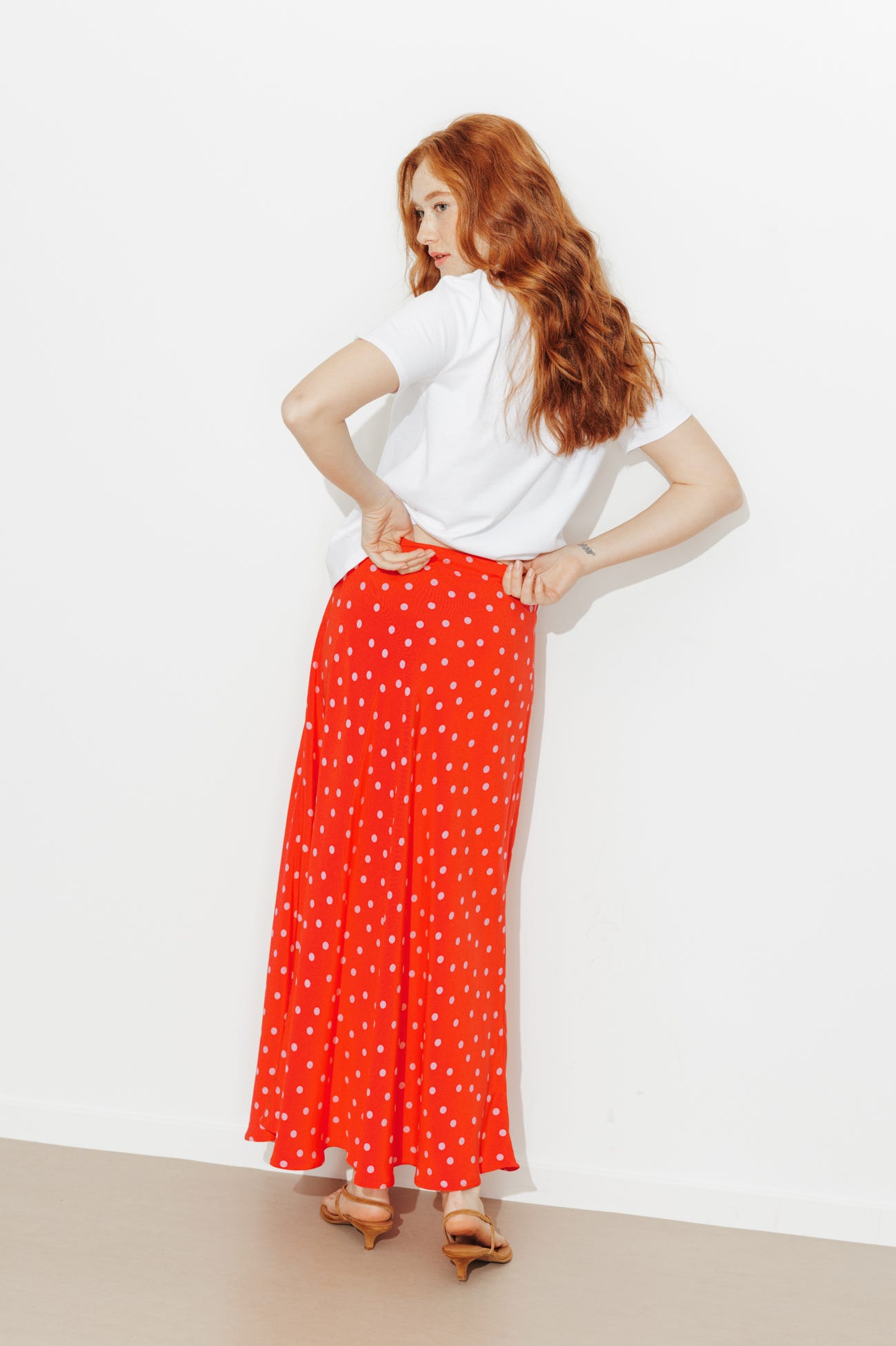 Jupe midi à pois Femme