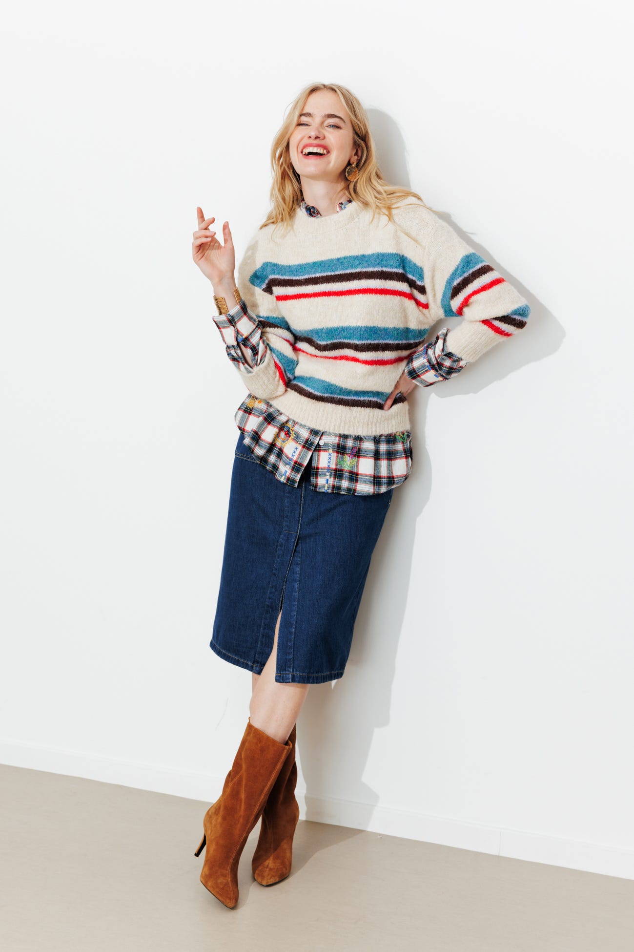 Jupe en jean midi Femme