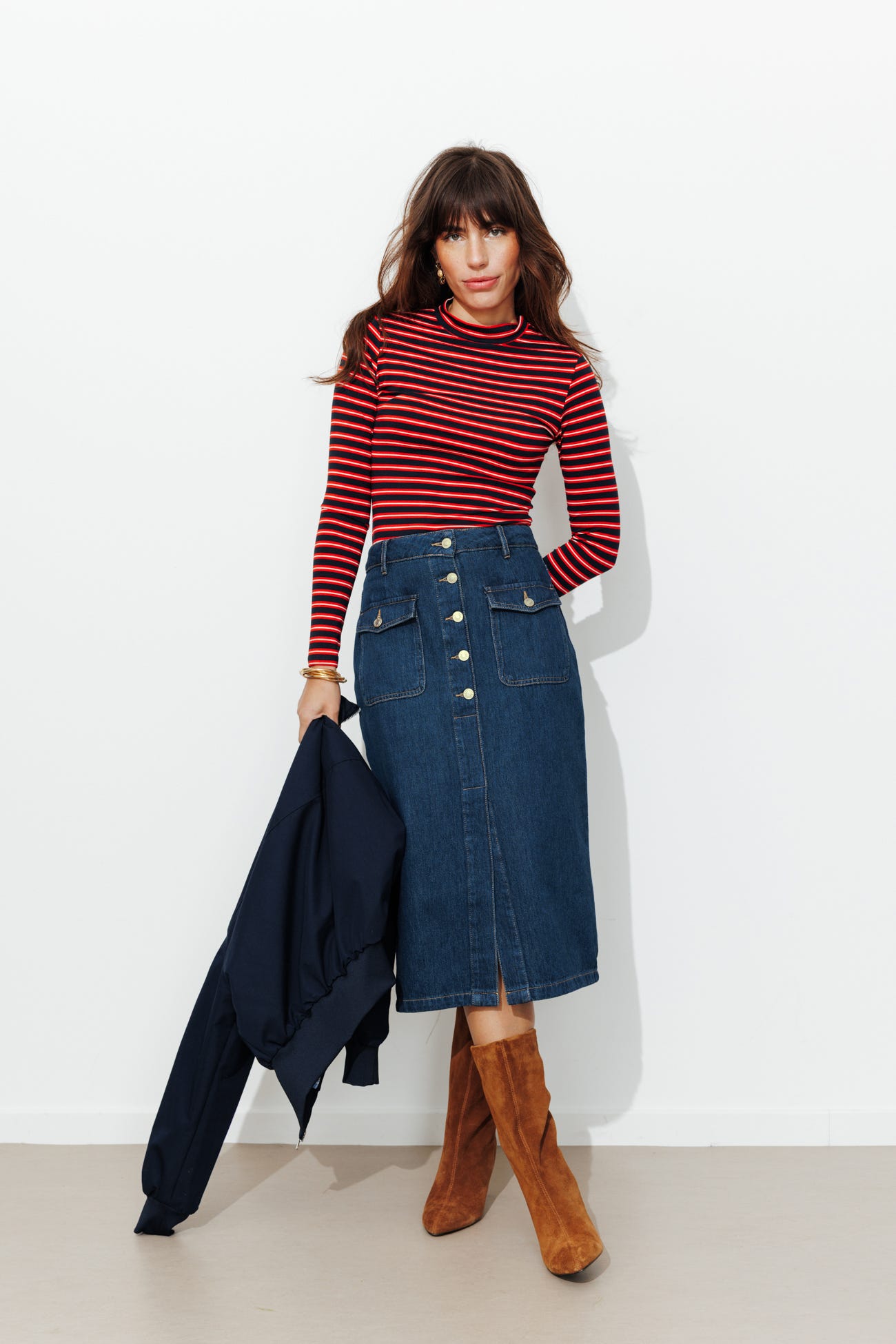 Jupe en jean midi Femme