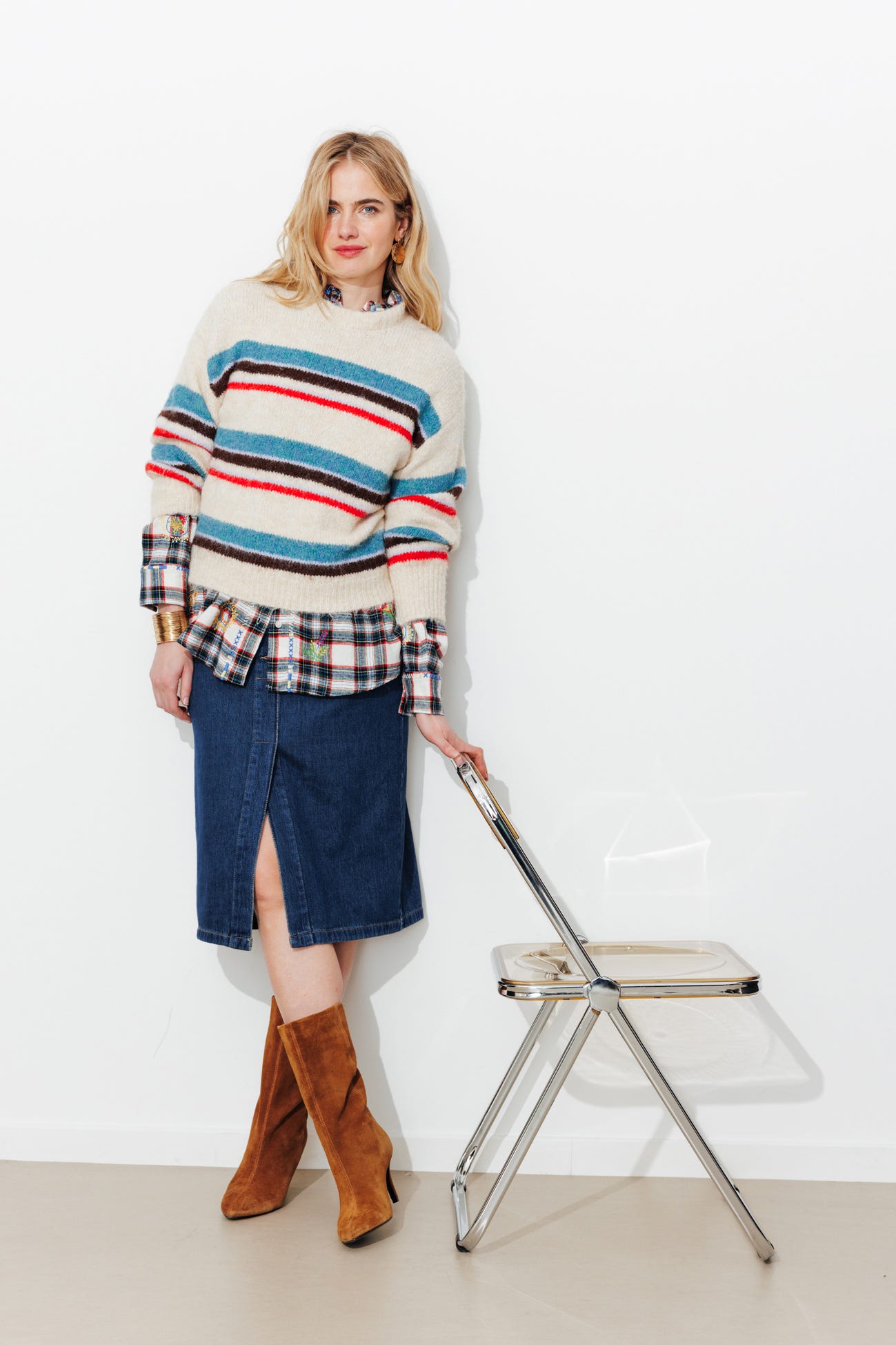 Jupe en jean midi Femme