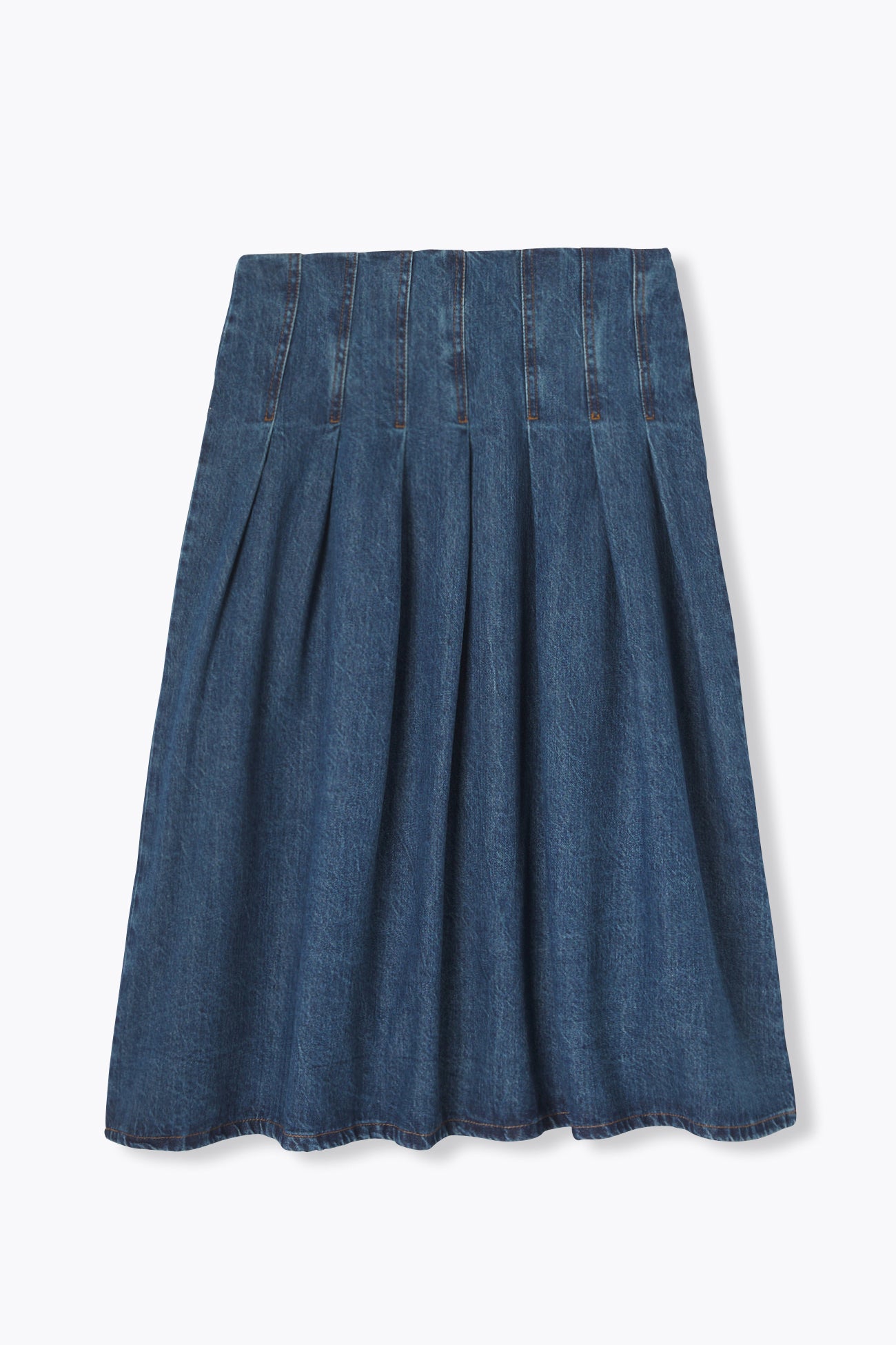 Flared denim midi skirt - Medium denim | Promod